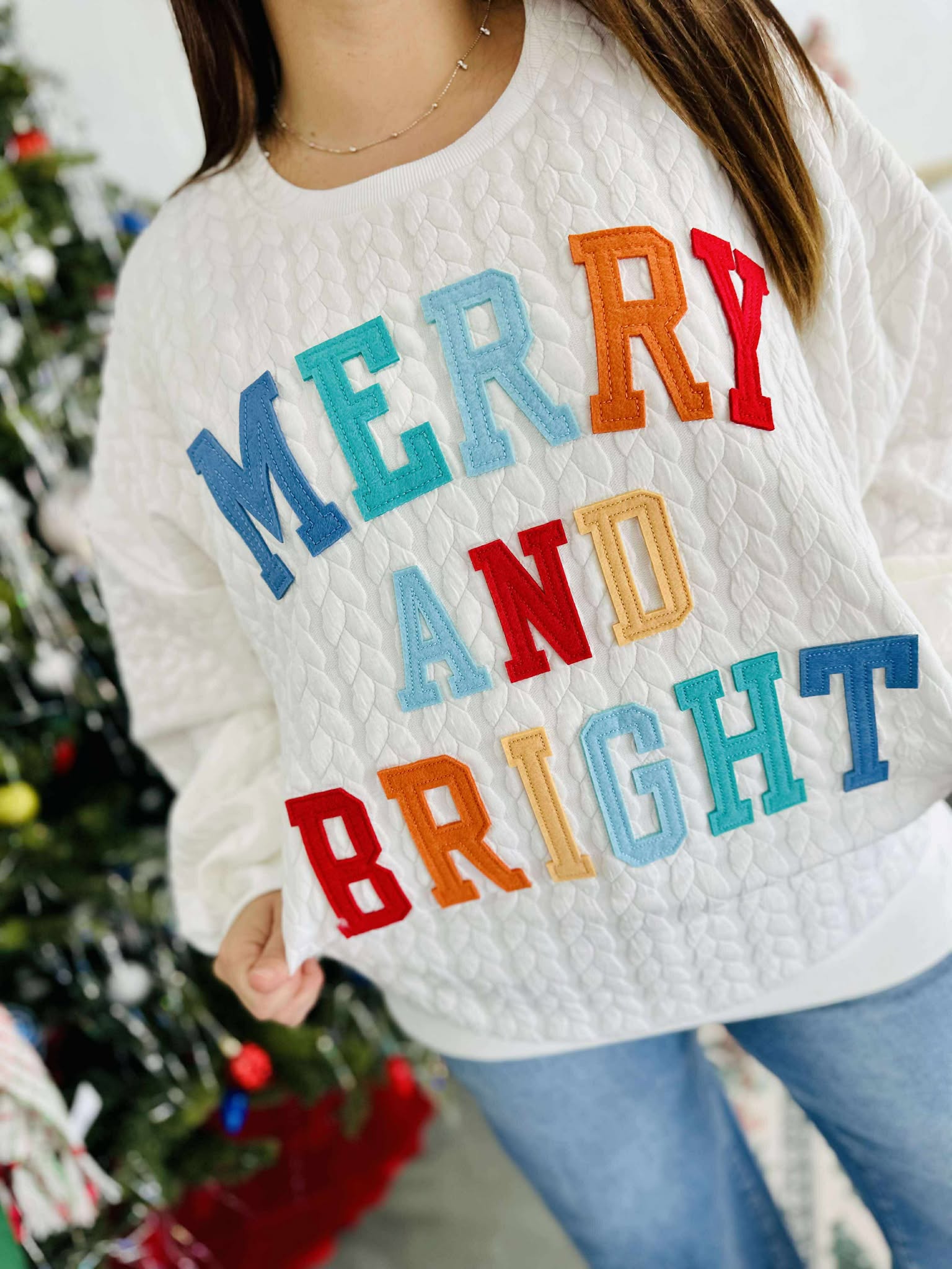 Quilted Merry & Bright Sweatshirt