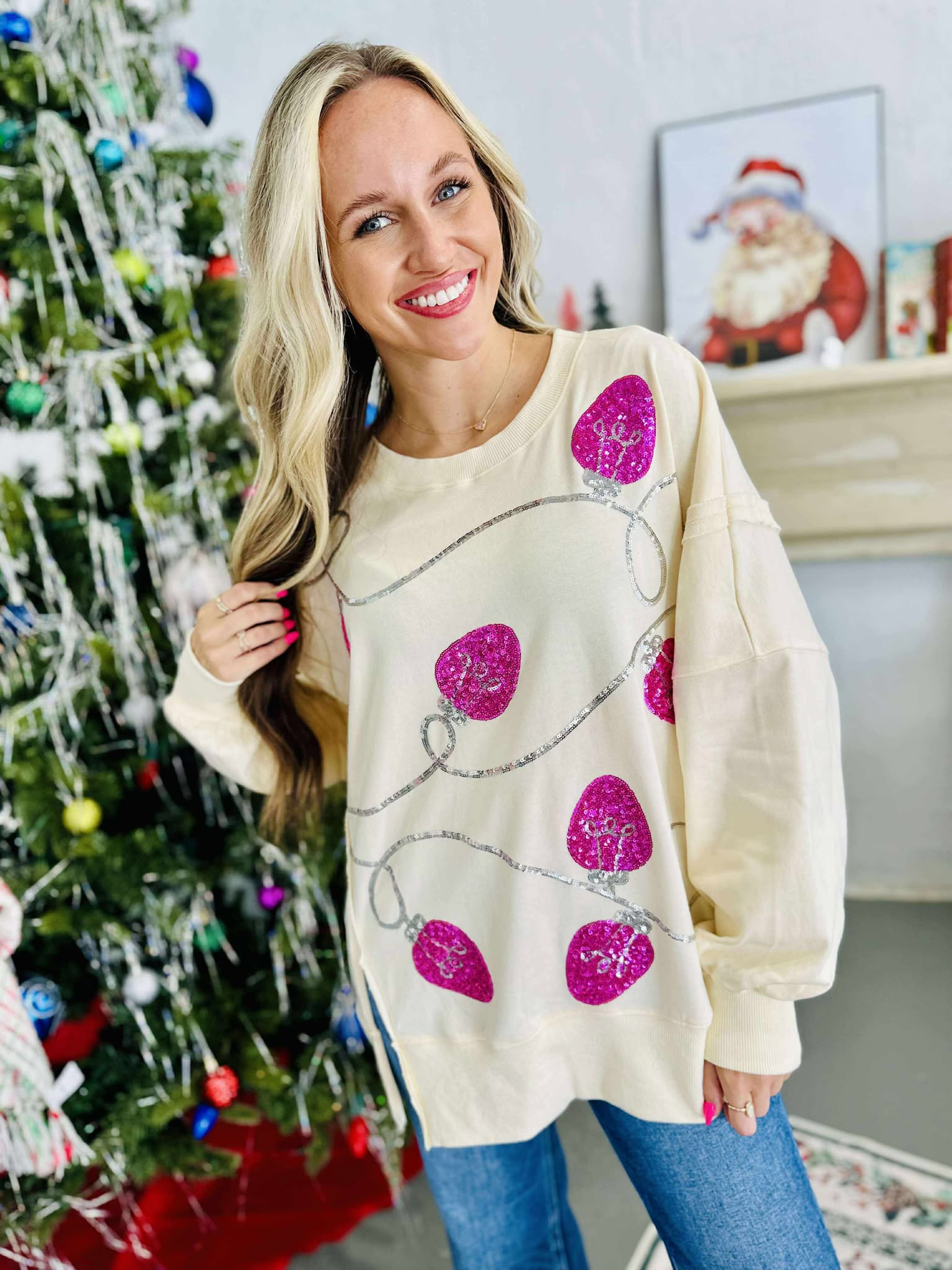 Christmas Sequin Ornaments Sweatshirt
