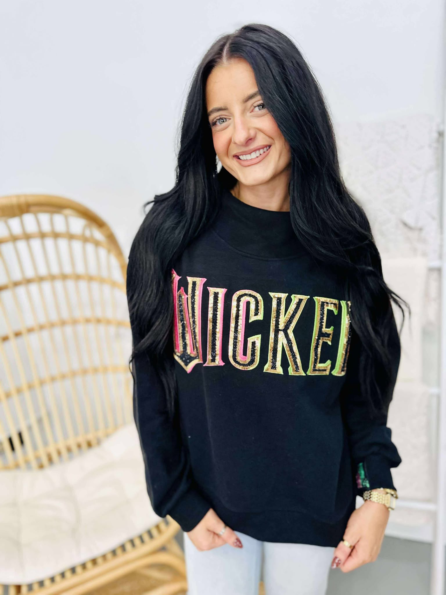 Queen Of Sparkles Licensed Black 'Wicked' Logo Sweatshirtt