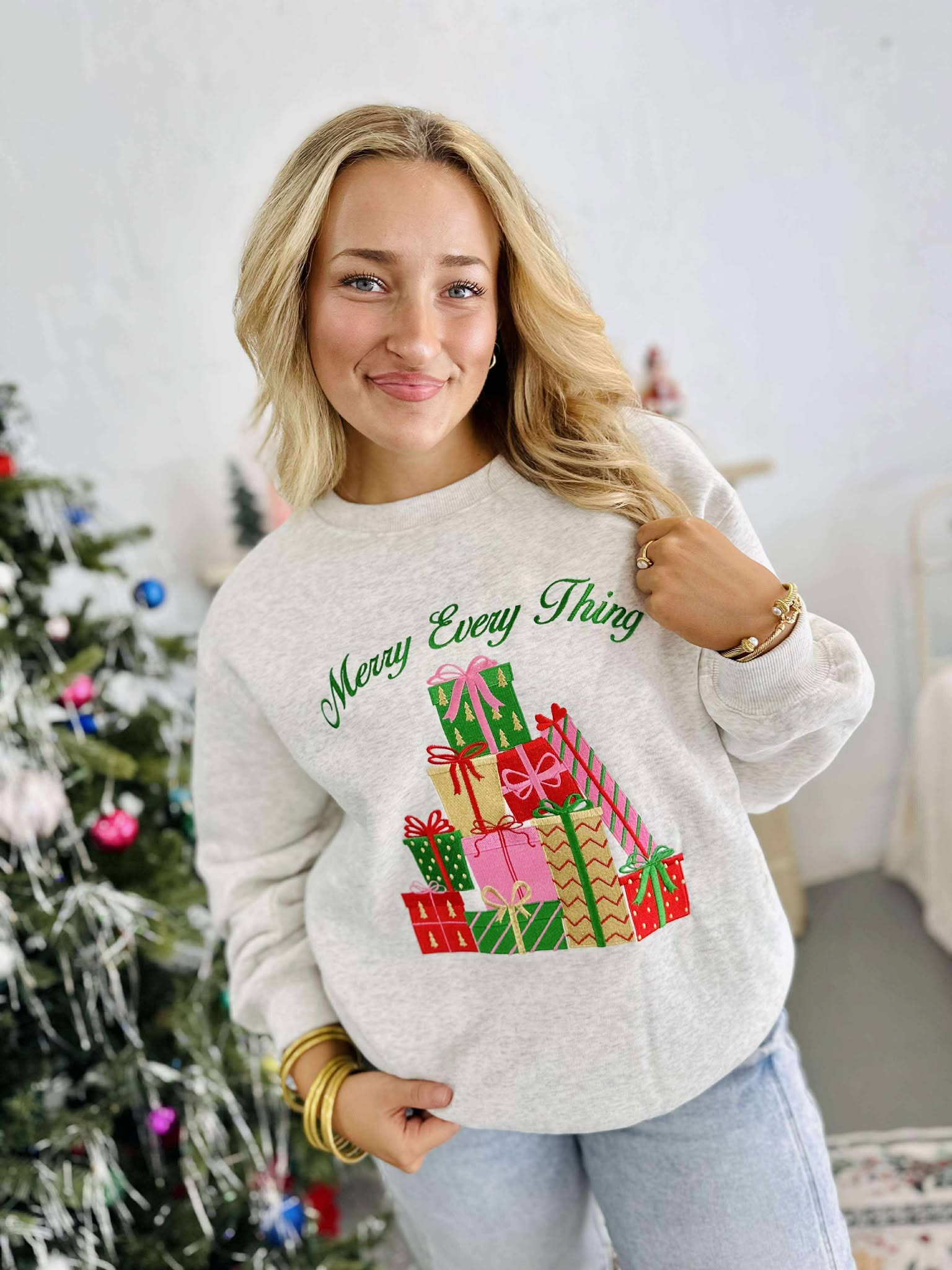 Merry Everything Metallic Pullover