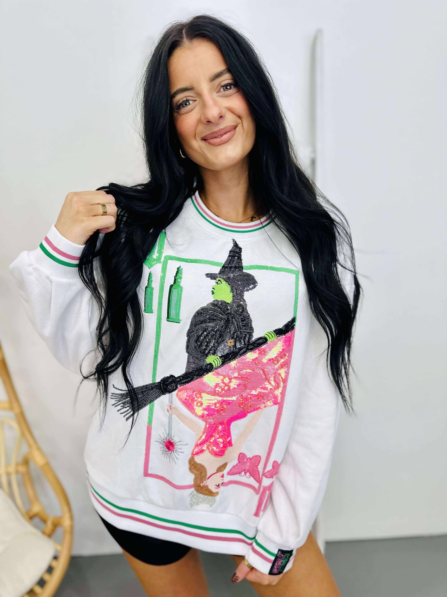 Queen Of Sparkles Licensed Elphaba & Glinda Card Sweatshirt