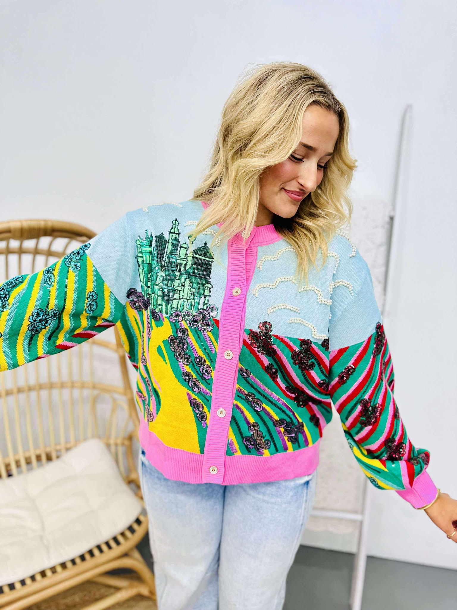 Queen Of Sparkles Licensed Yellow Brick Road to Oz Button Up Cardigan
