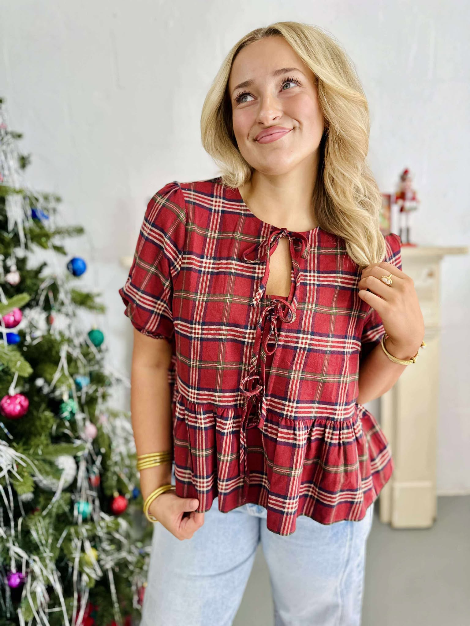 That Festive Feeling Front Tie Blouse