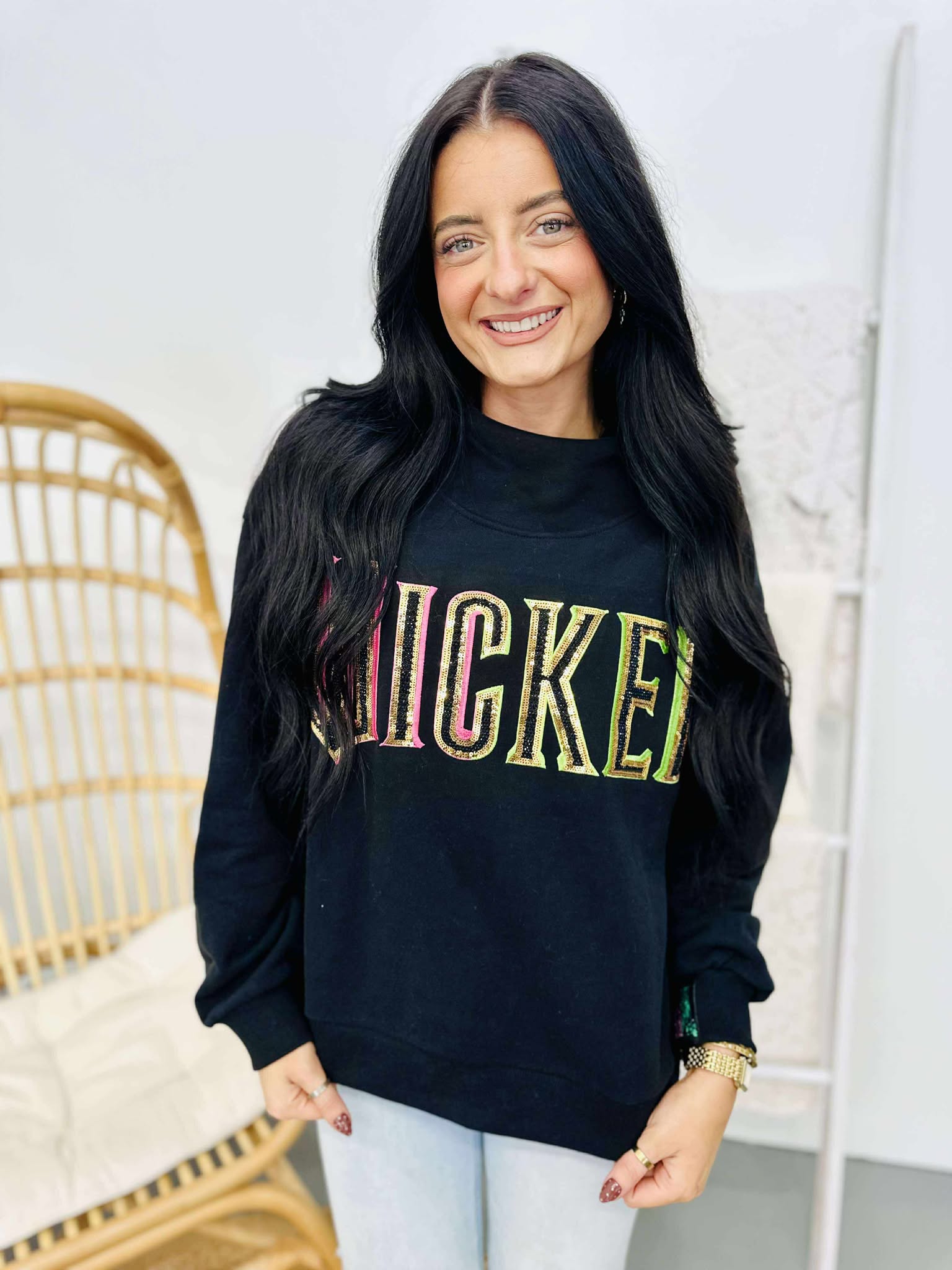 Queen Of Sparkles Licensed Black 'Wicked' Logo Sweatshirtt