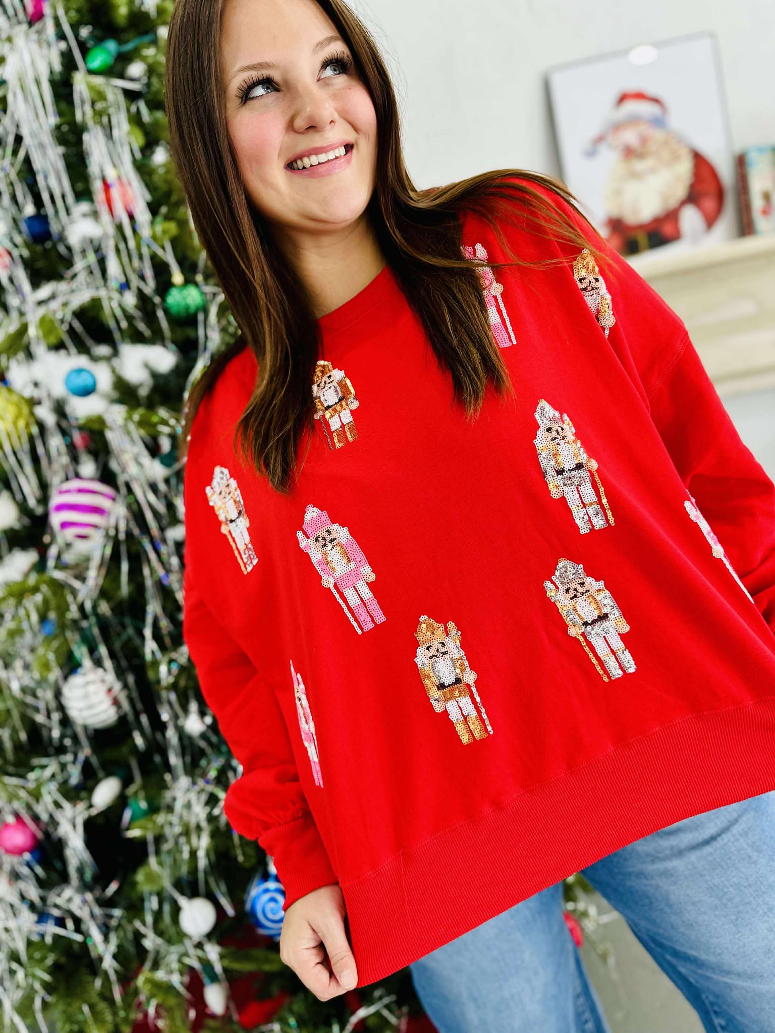 Red Nutcracker Sequin Pullover