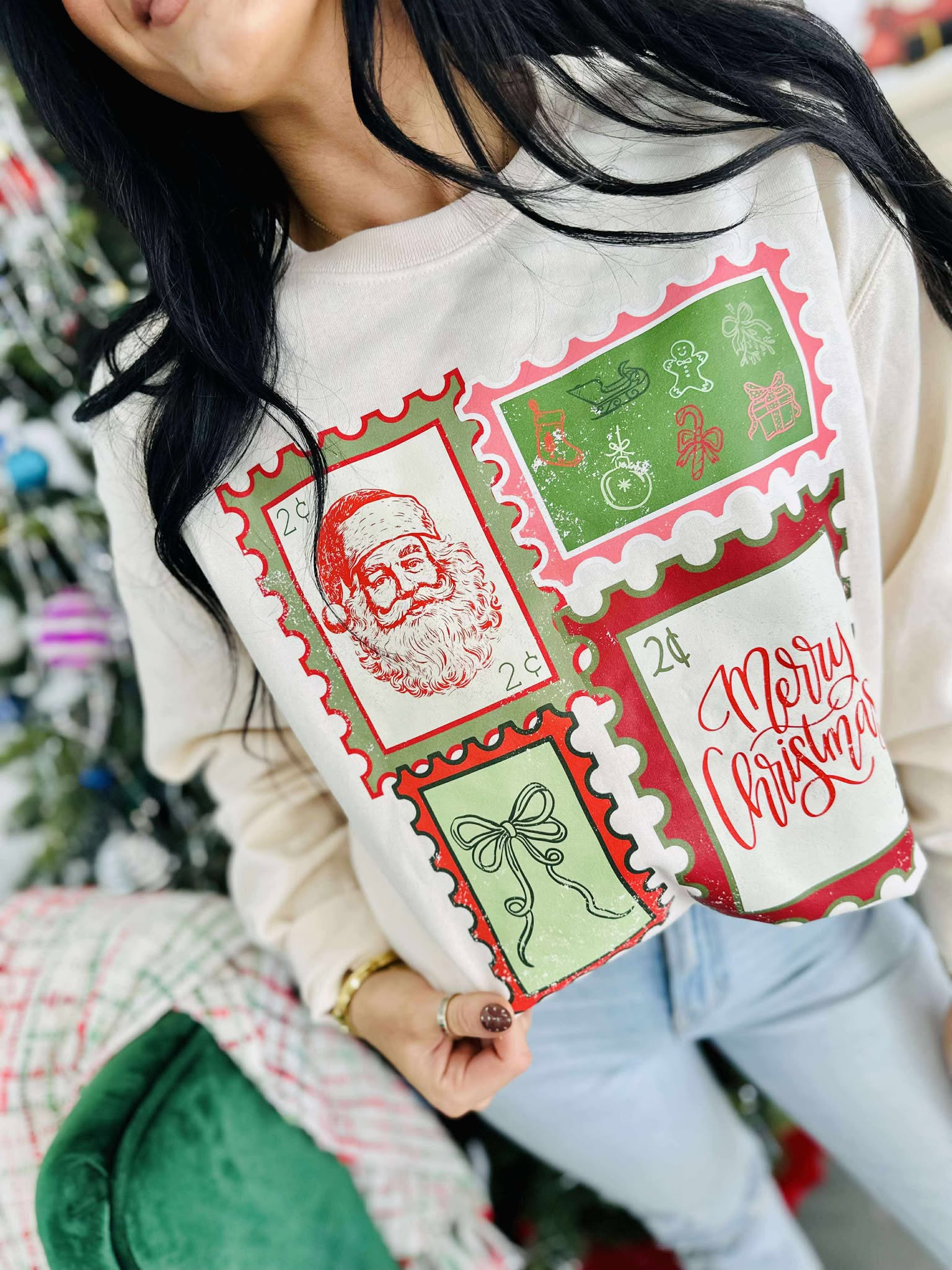 Christmas Stamp Sweet Cream Sweatshirt