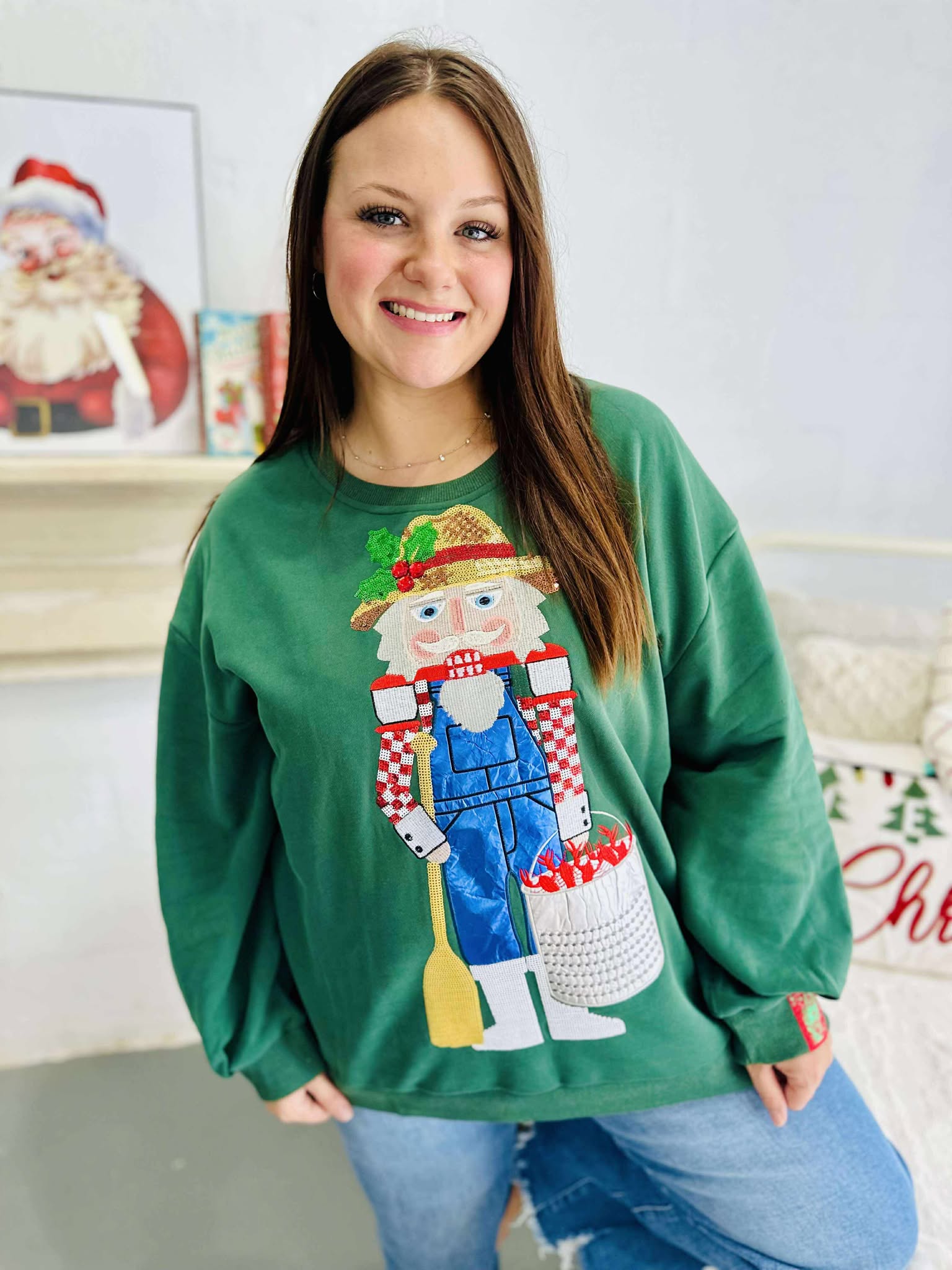 Queen Of Sparkles Dark Green Cajun Nutcracker Sweatshirt