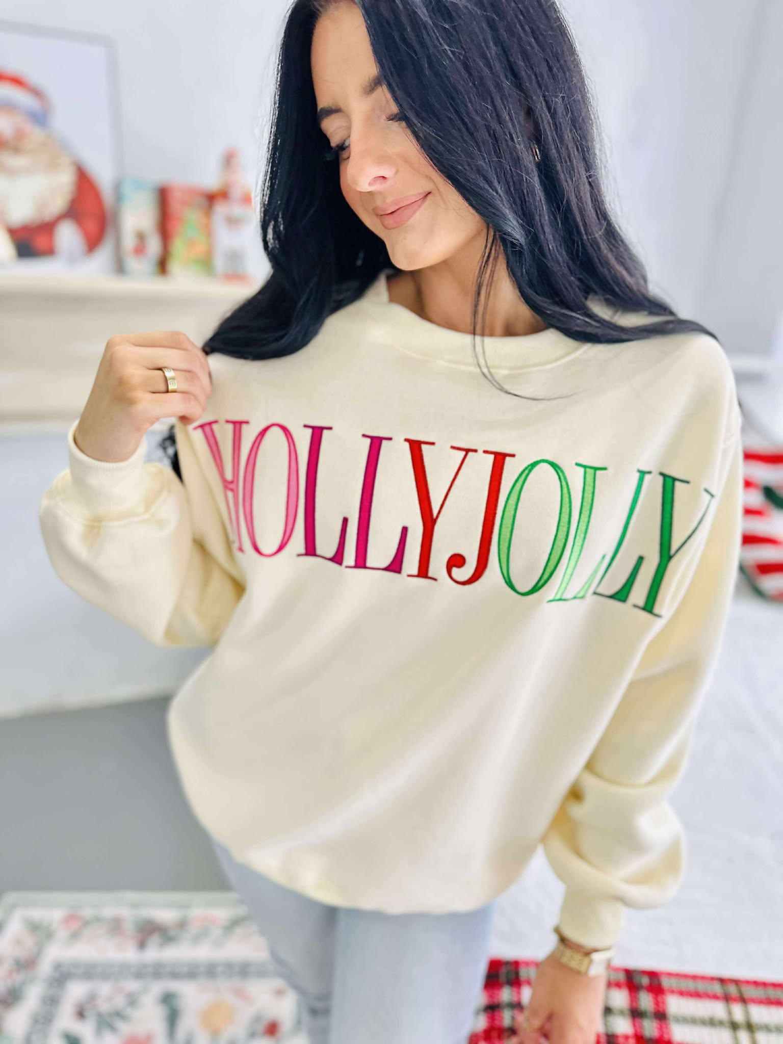 Holly Jolly Ivory Pullover