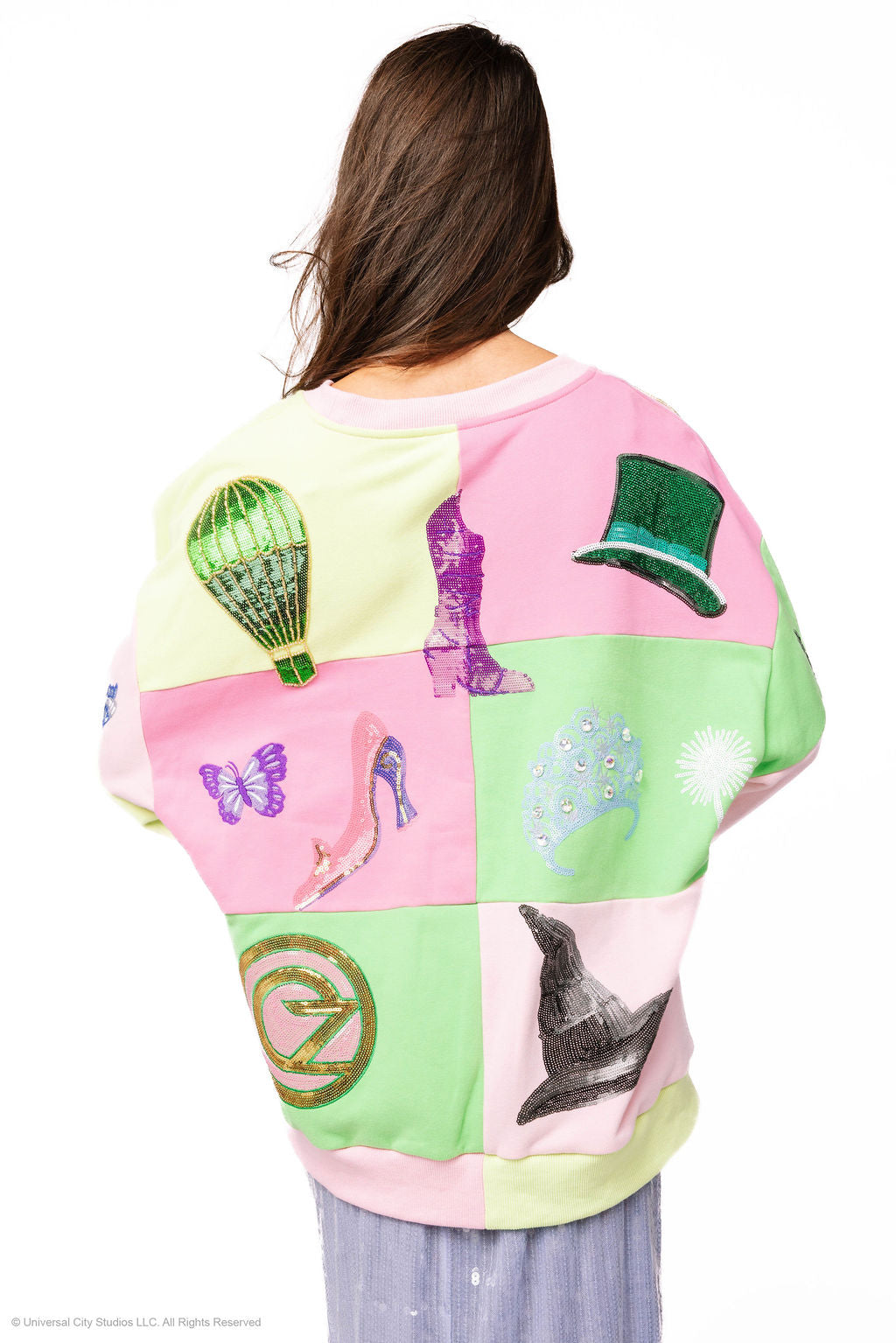 Queen Of Sparkles Licensed Lavender, Pink & Green Checkered Wicked Icon Sweatshirt