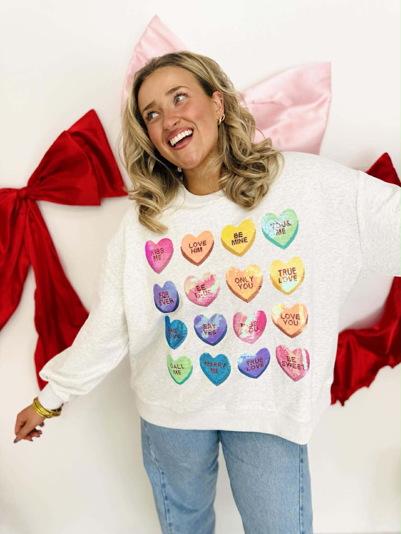 Queen Of Sparkles Light Grey Sweetheart Sweatshirt