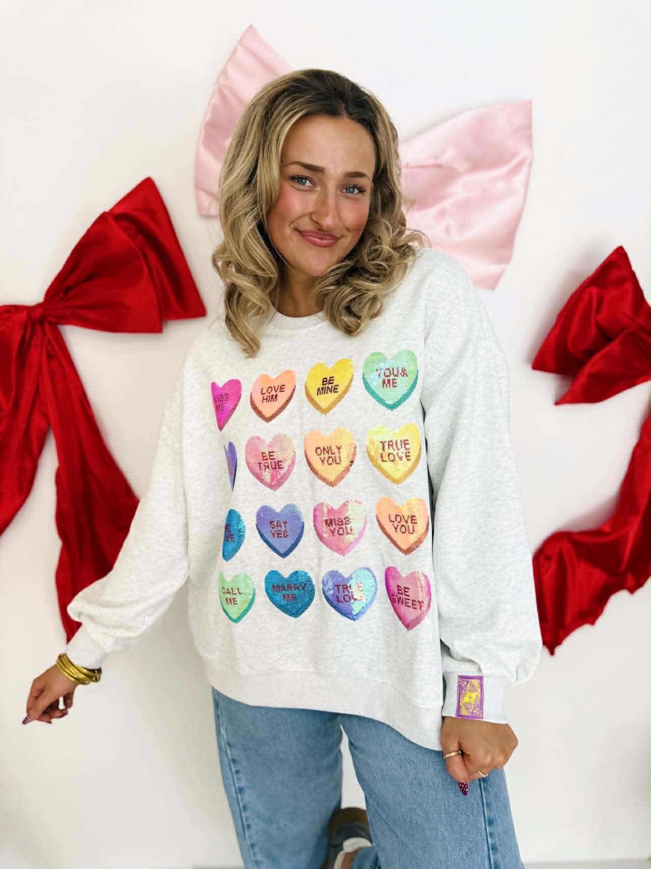 Queen Of Sparkles Light Grey Sweetheart Sweatshirt