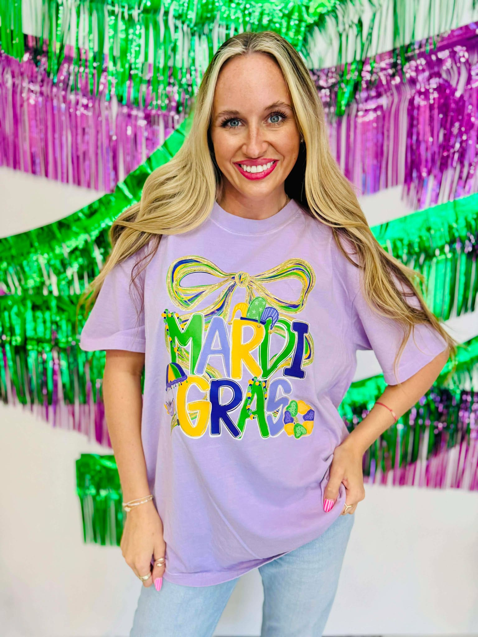 Mardi Gras Ribbon Graphic Tee