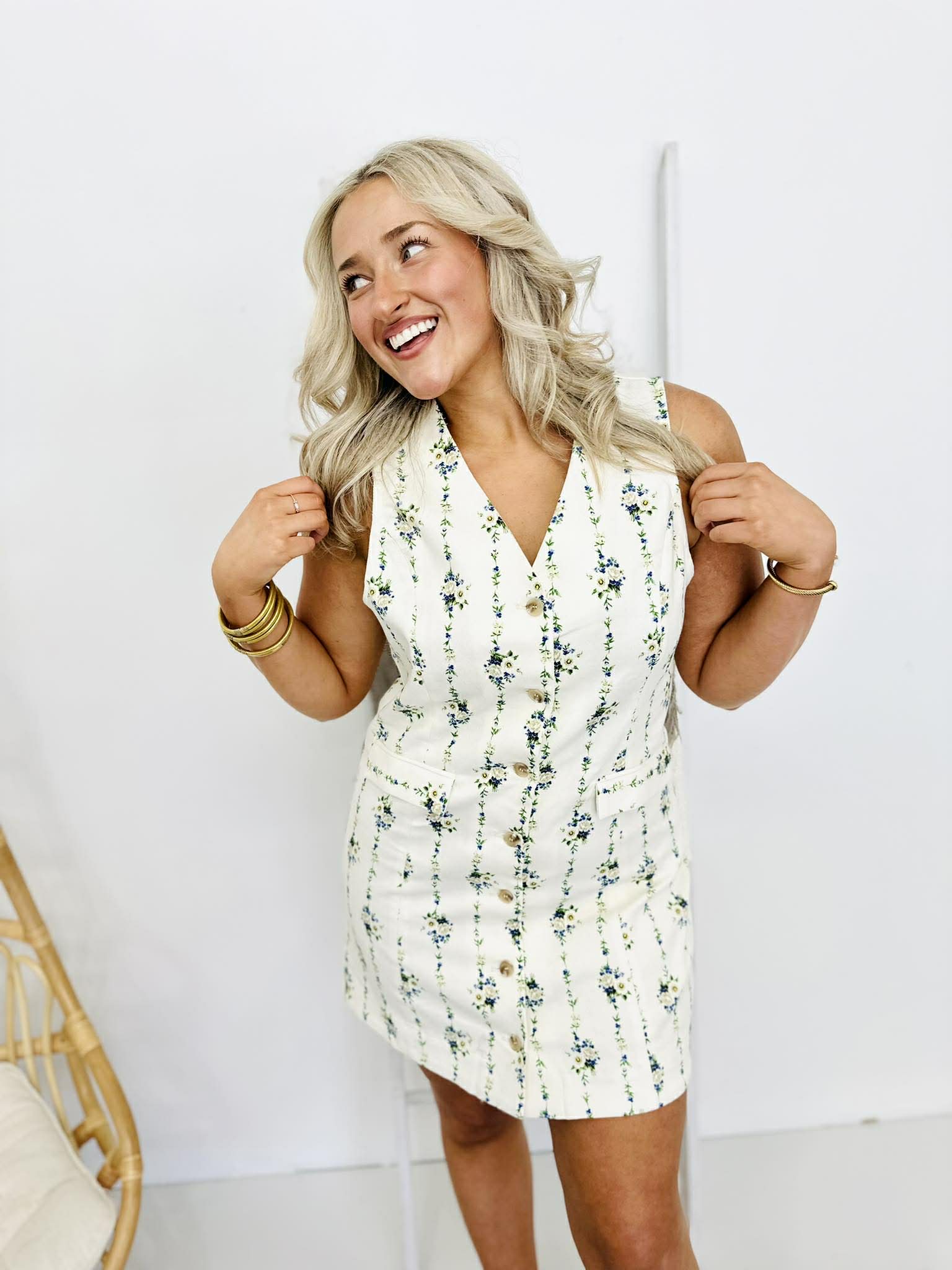 Southern Charm Floral Corduroy Dress