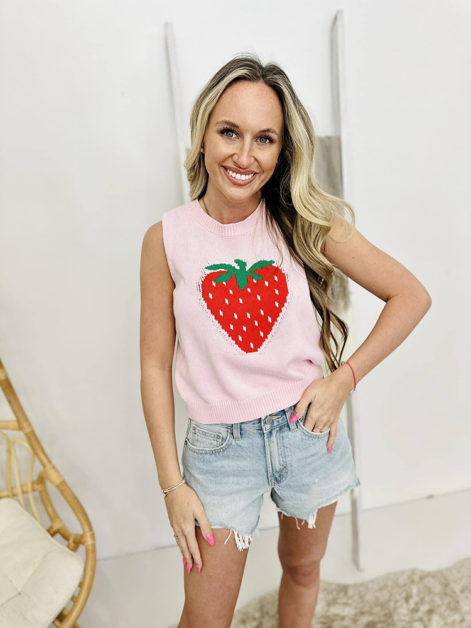 Sweet Strawberry Knit Tank