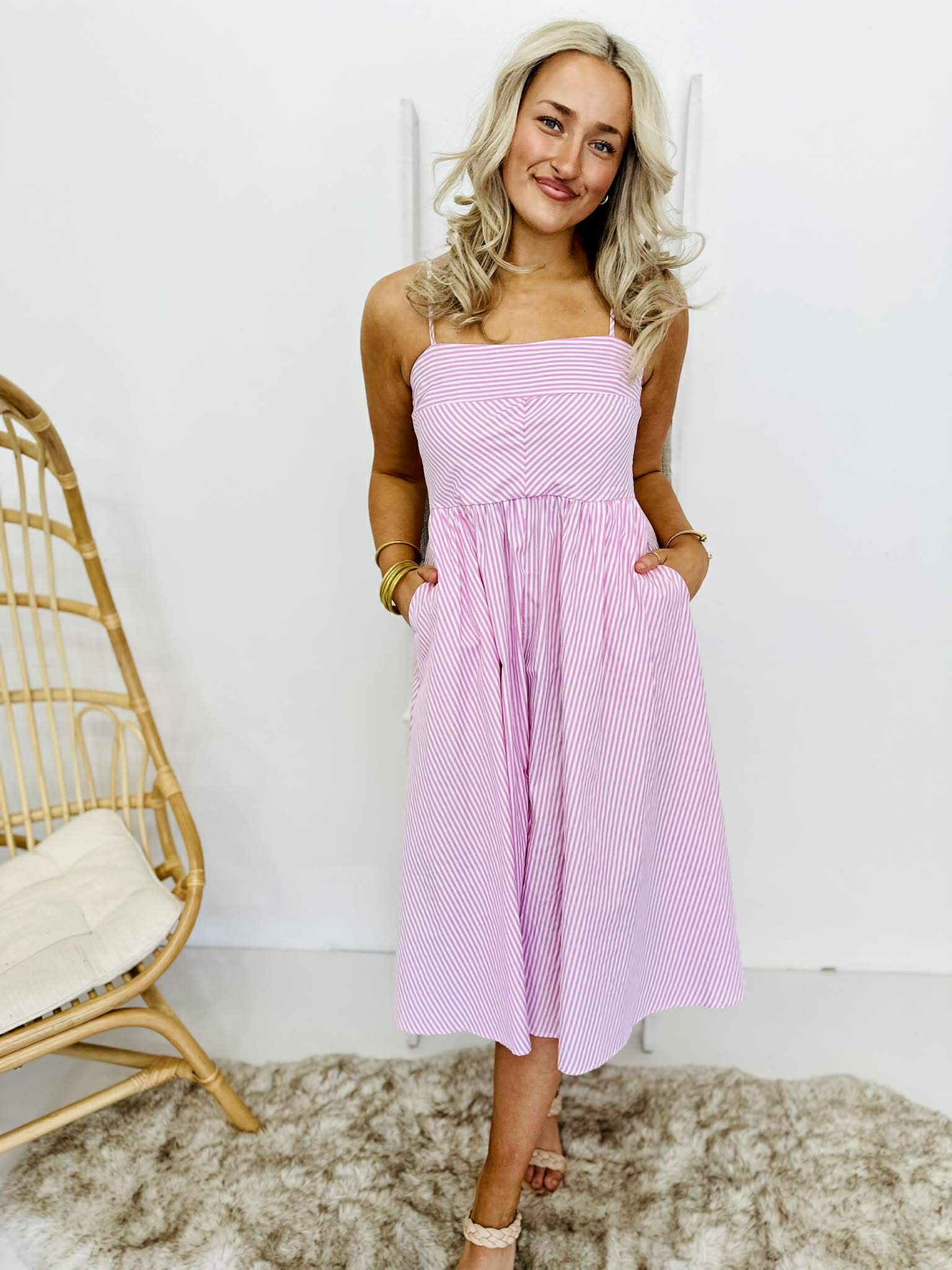 Little Flirt Spaghetti Strap Midi Dress