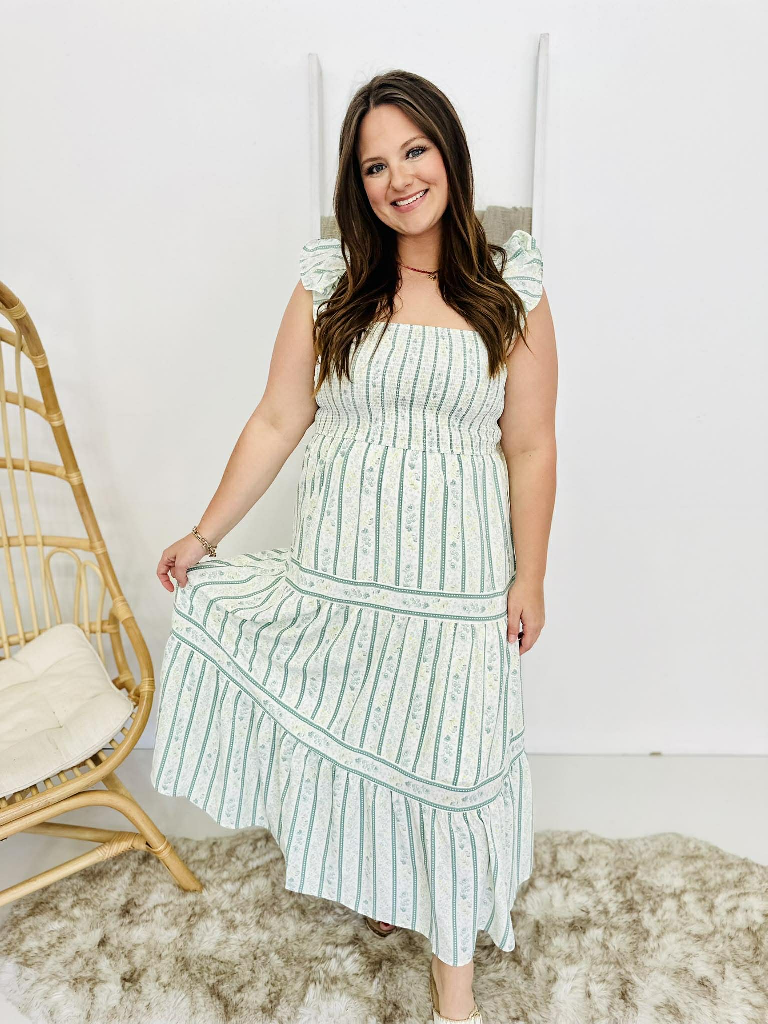 Something Floral Stripe Midi Dress