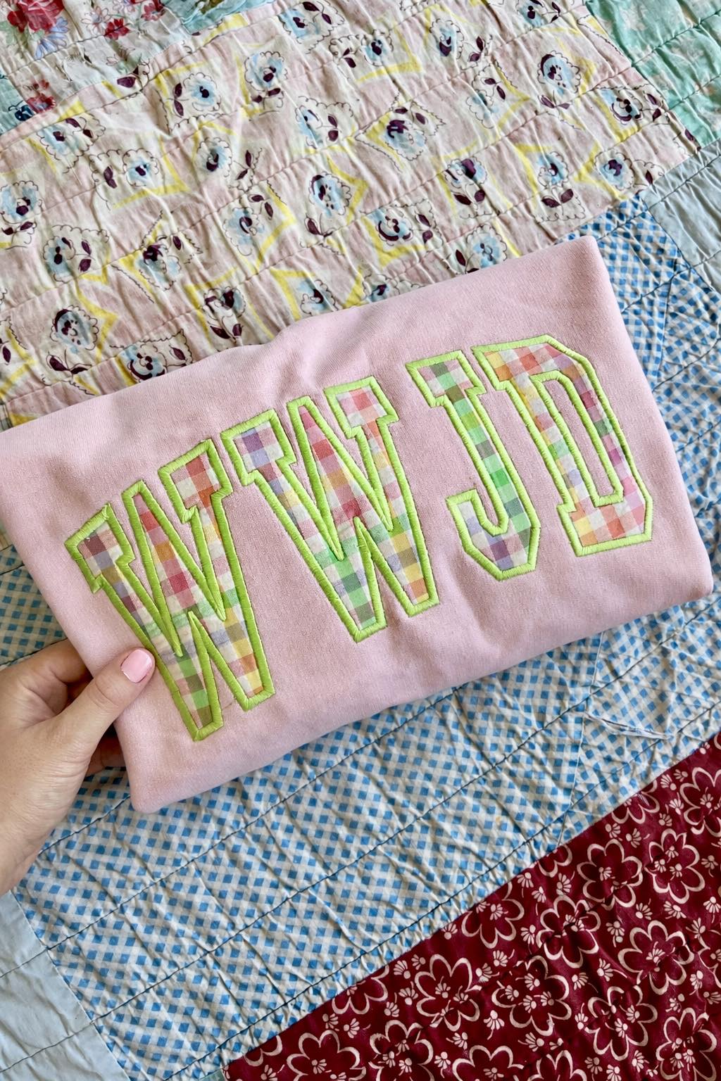 WWJD Checker Appliqué Sweatshirt
