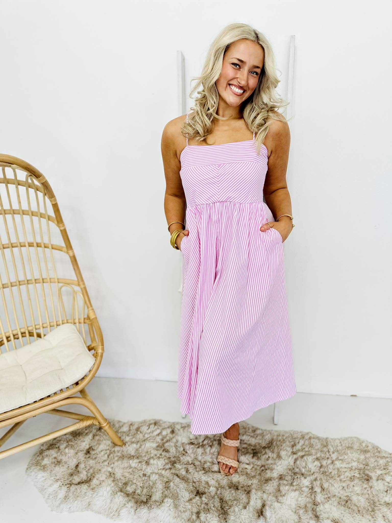 Little Flirt Spaghetti Strap Midi Dress