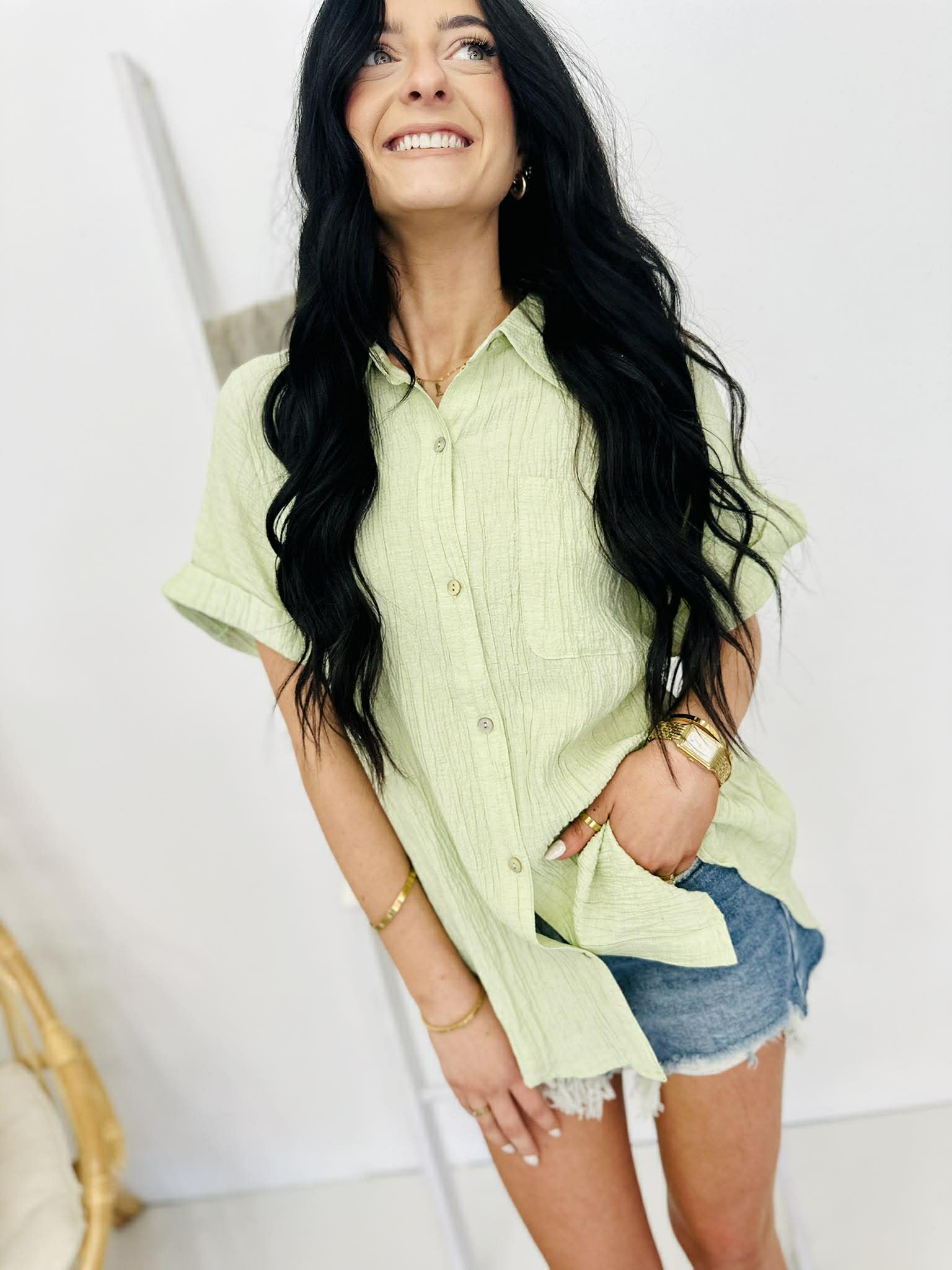 Spring Forward Button Down Top