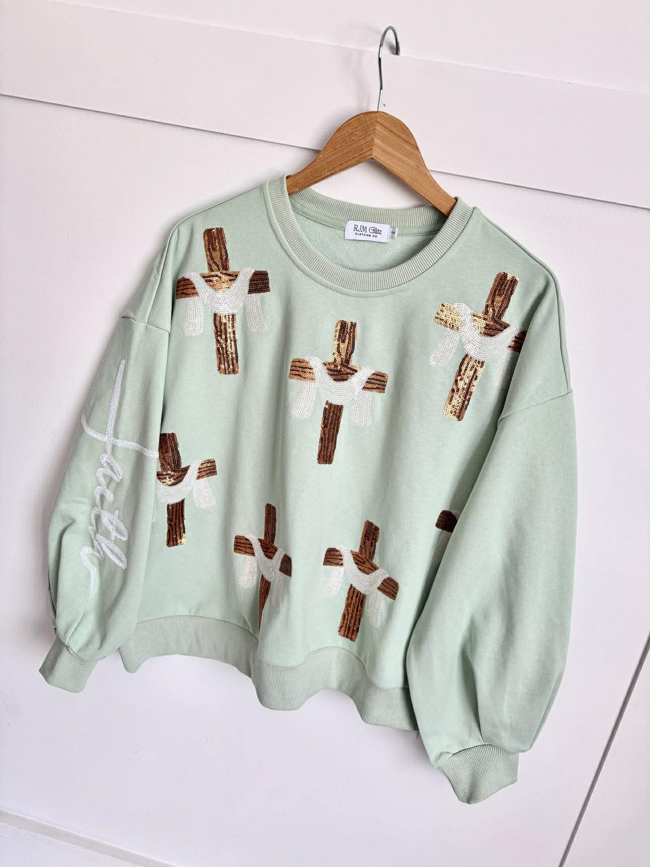 Victory Over Death Cross Sequin Pullover