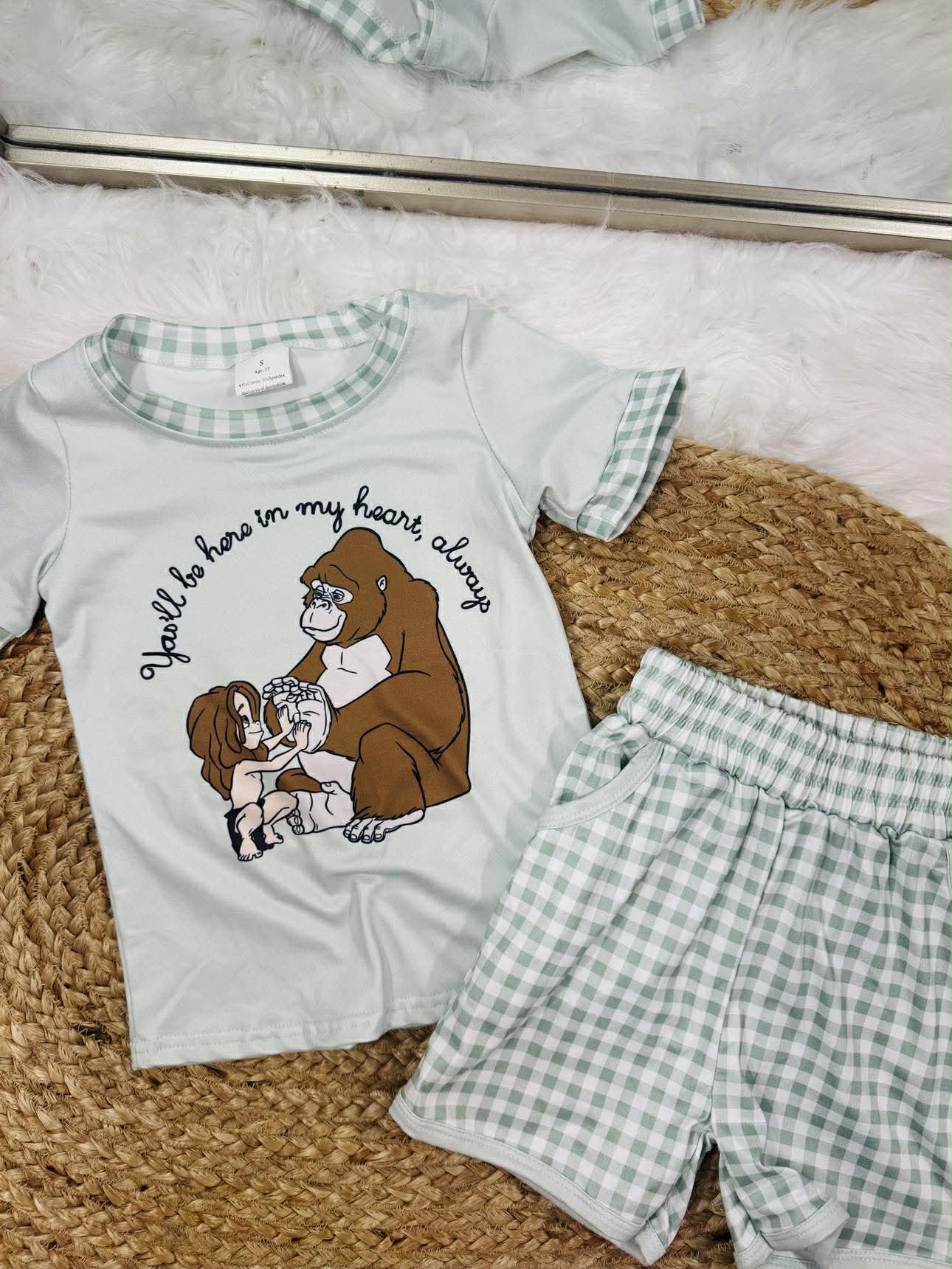 Boys Blue Checkered Shorts Set