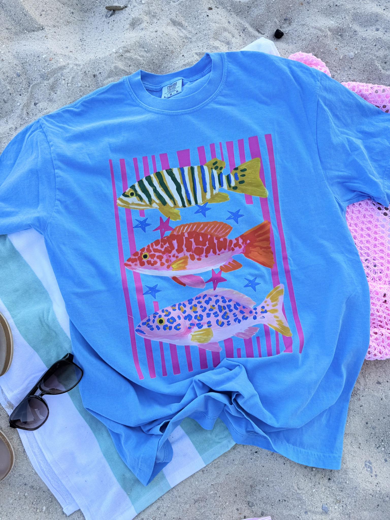 Coastal Preppy Fish Royal Carib Graphic Tee