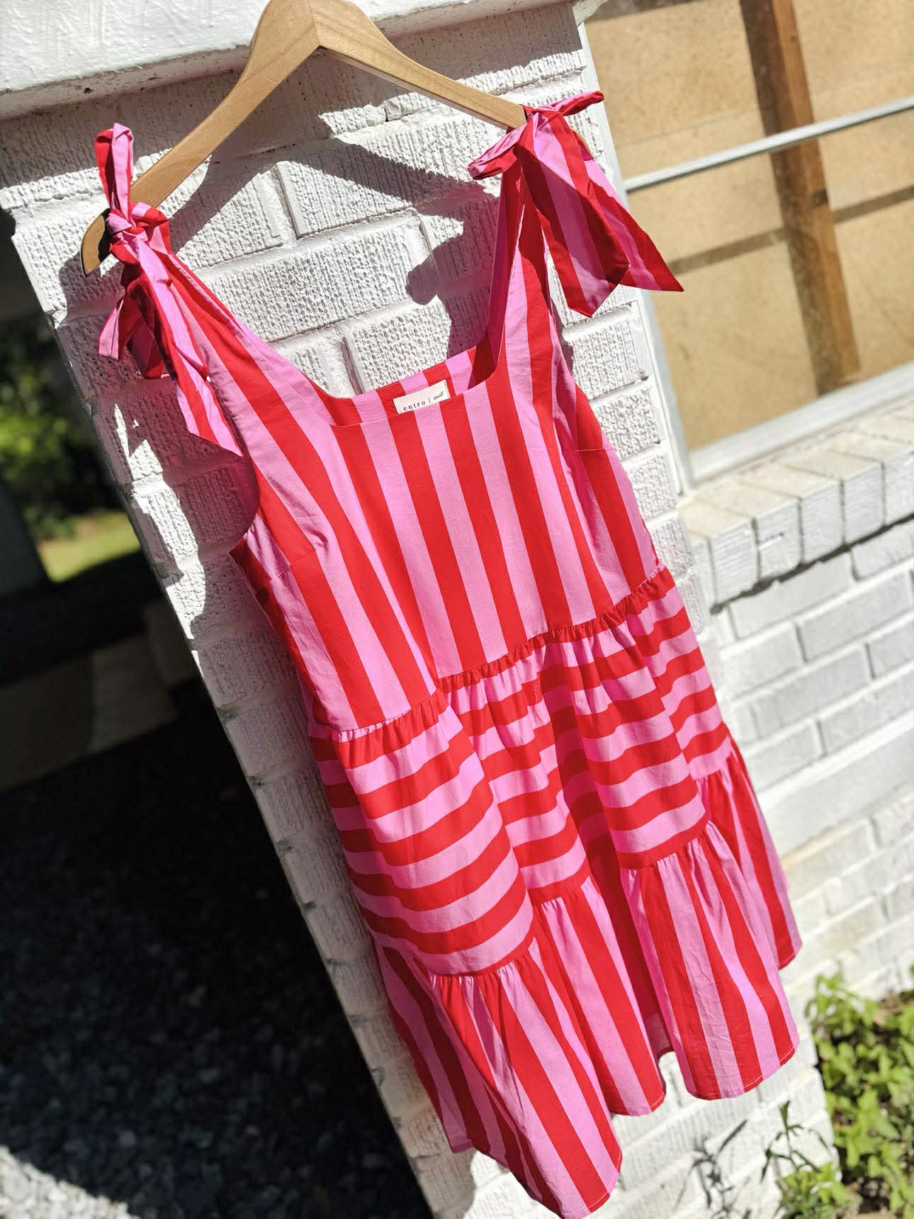 red and white striped summer dress Organic Cotton Red Striped A-line Dress: Sustainable Summer Dress
