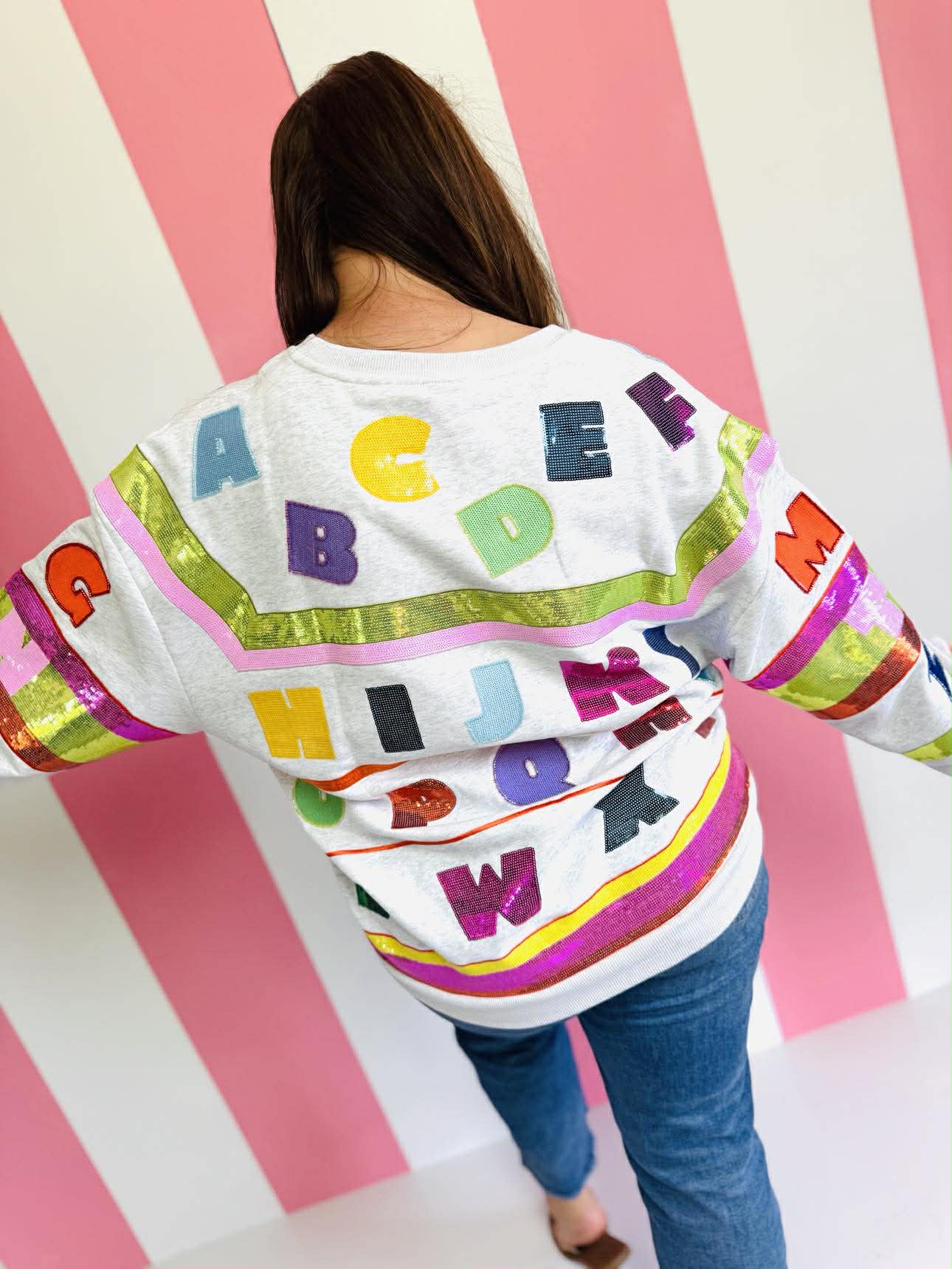 Queen Of Sparkles Grey Multi ABC's Sweatshir