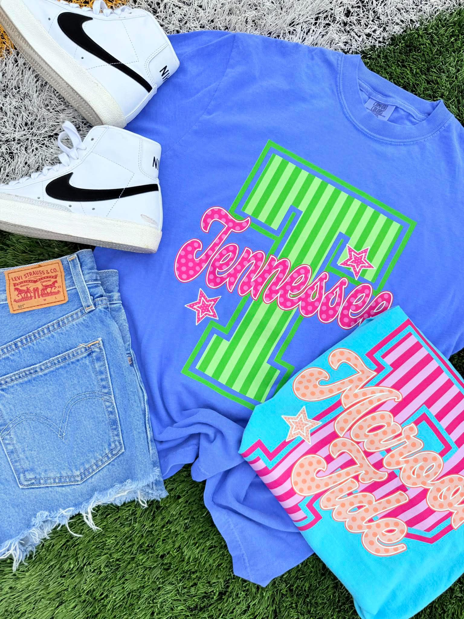 Neon Big Mascot Flo Blue Graphic Tee - #GAME97