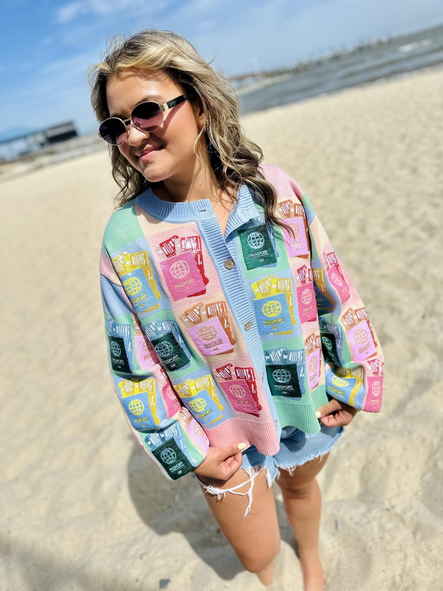 Queen Of Sparkles Multi Colorblock Passport Button Up Cardigan
