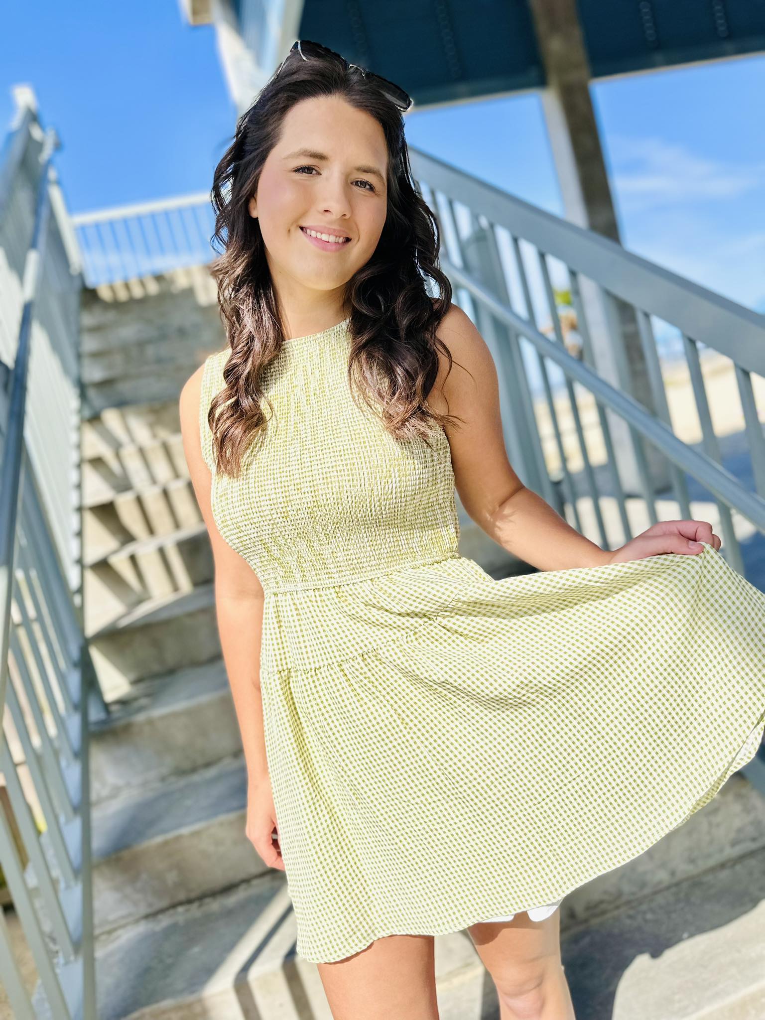 Gingham Smocked Mini Dress