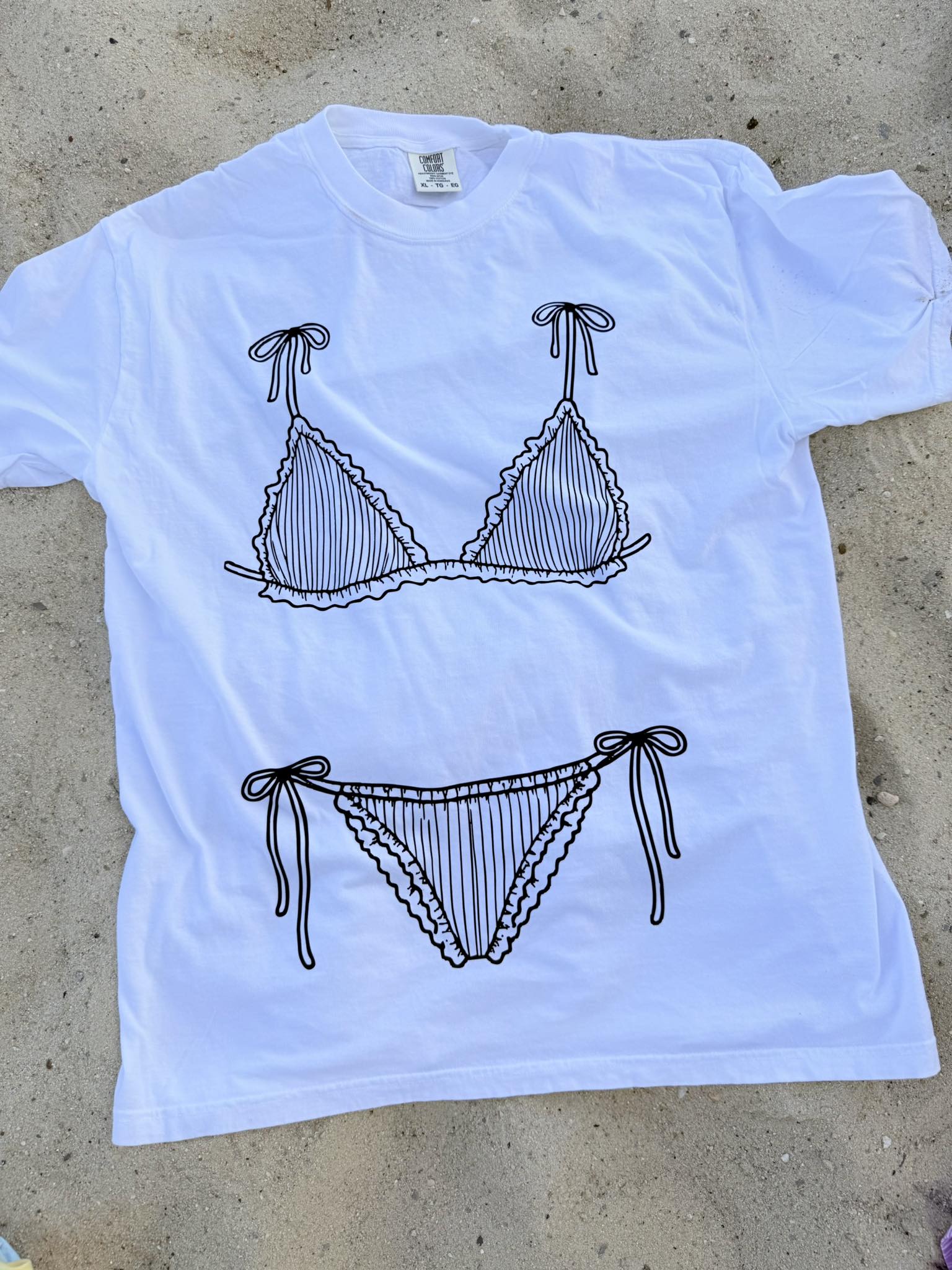 Black Bikini White Graphic Tee