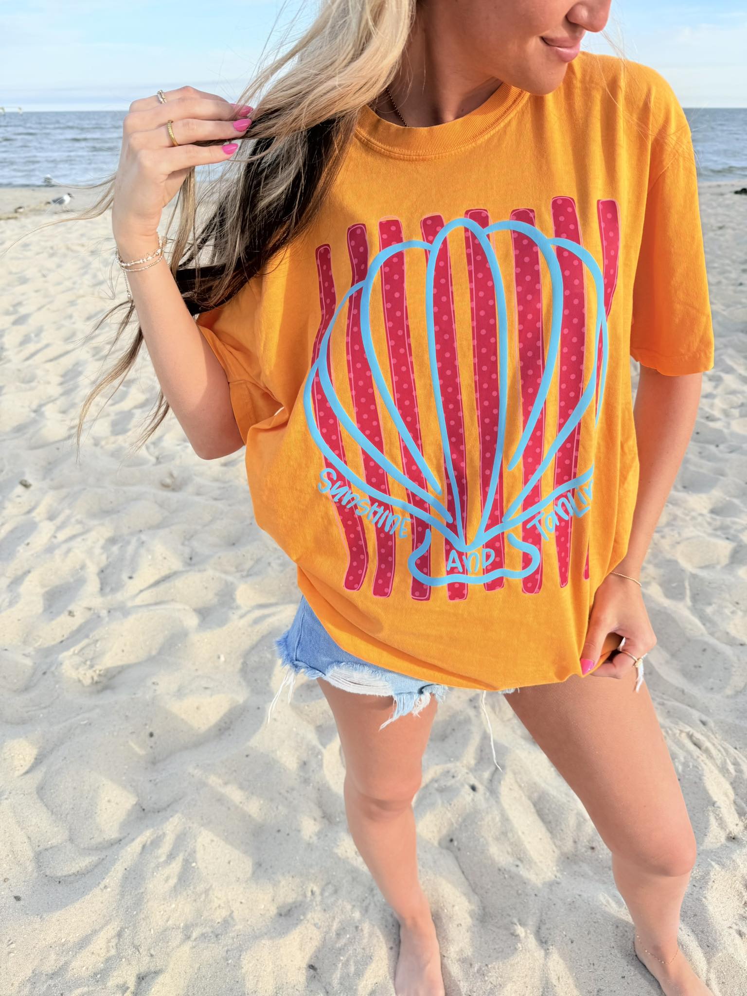 Sunshine & Tan lines Bright Orange Graphic Tee