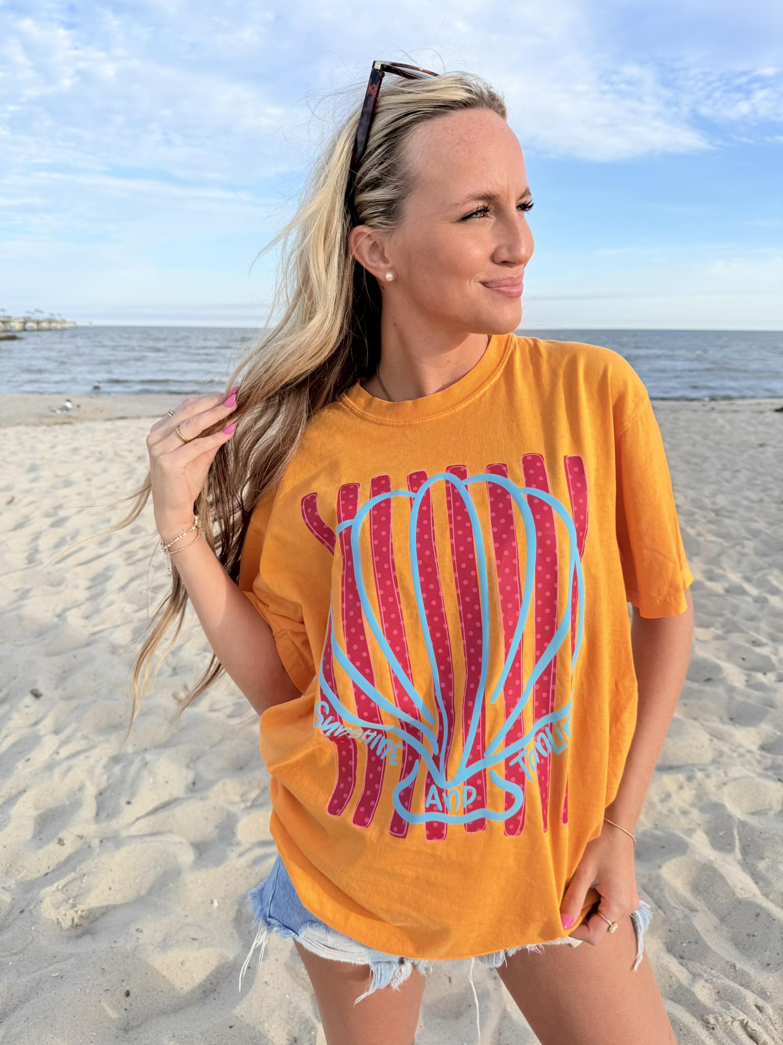Sunshine & Tan lines Bright Orange Graphic Tee