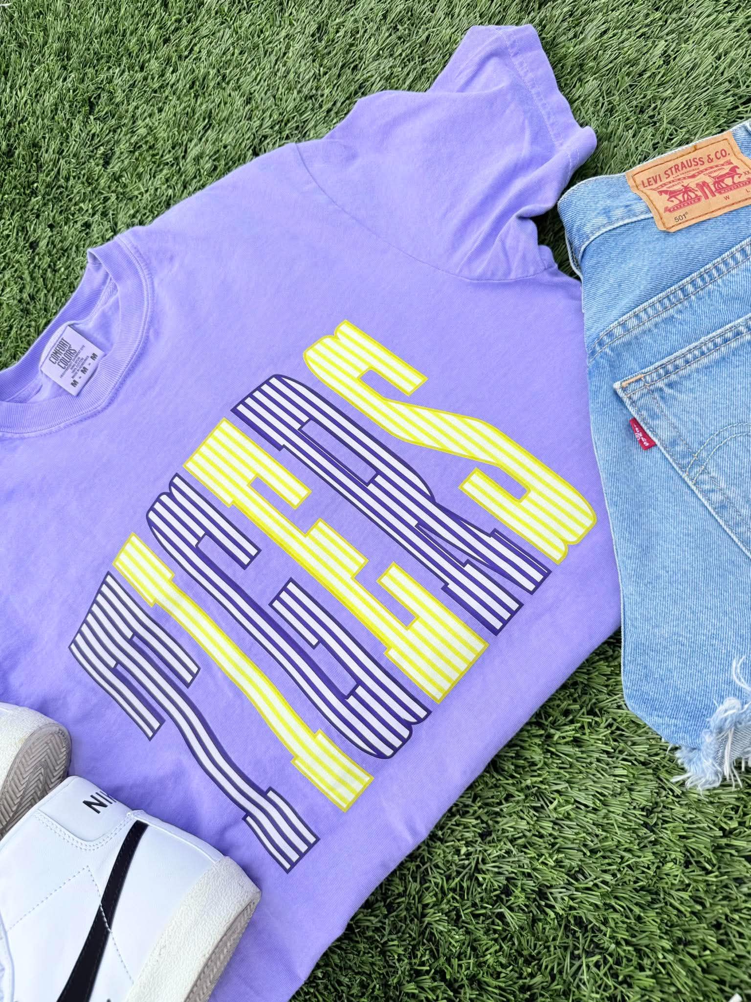 Arched Striped Mascot Graphic Tee - #GAME100