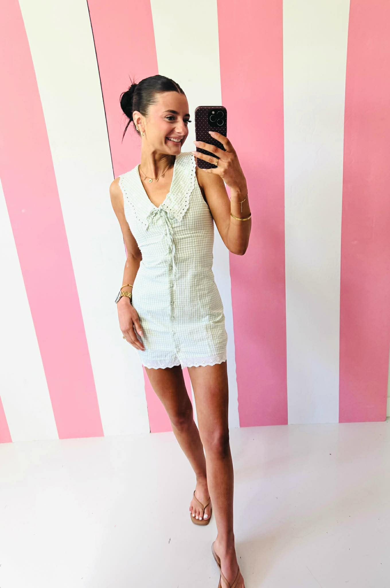 On The Green Gingham Dress