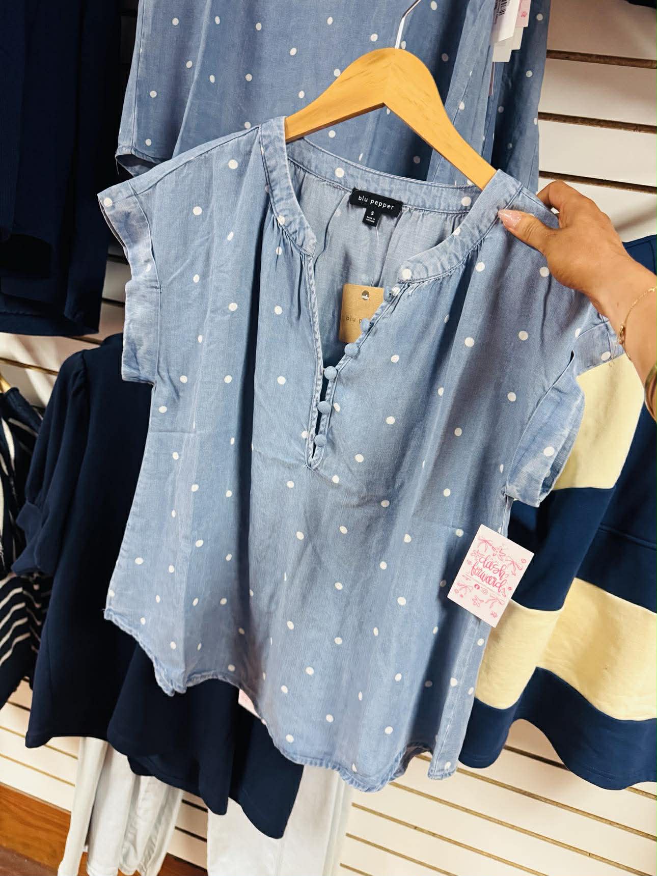 Dotted Denim Blouse