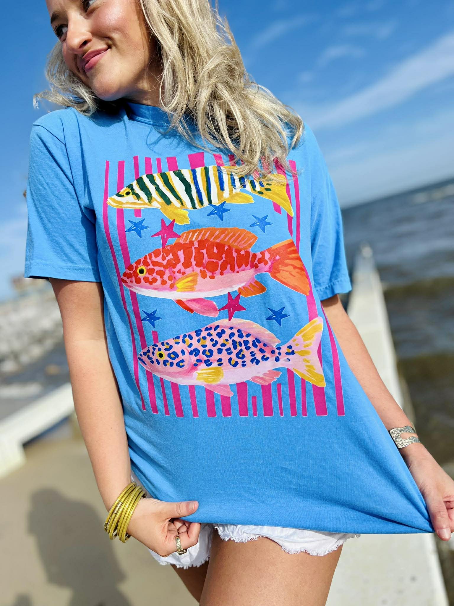 Coastal Preppy Fish Royal Carib Graphic Tee