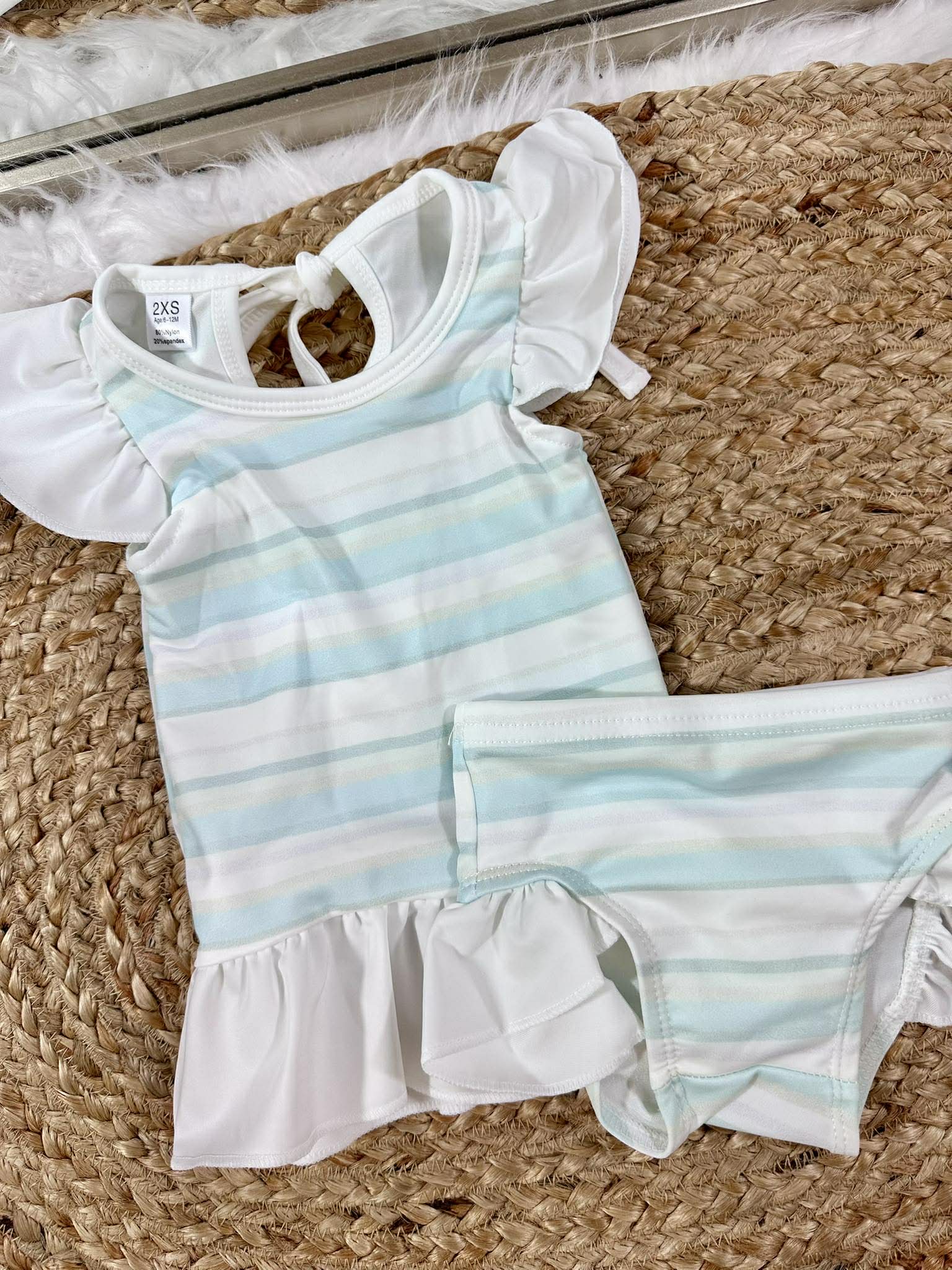 Girls Aqua Two Piece Swimsuit