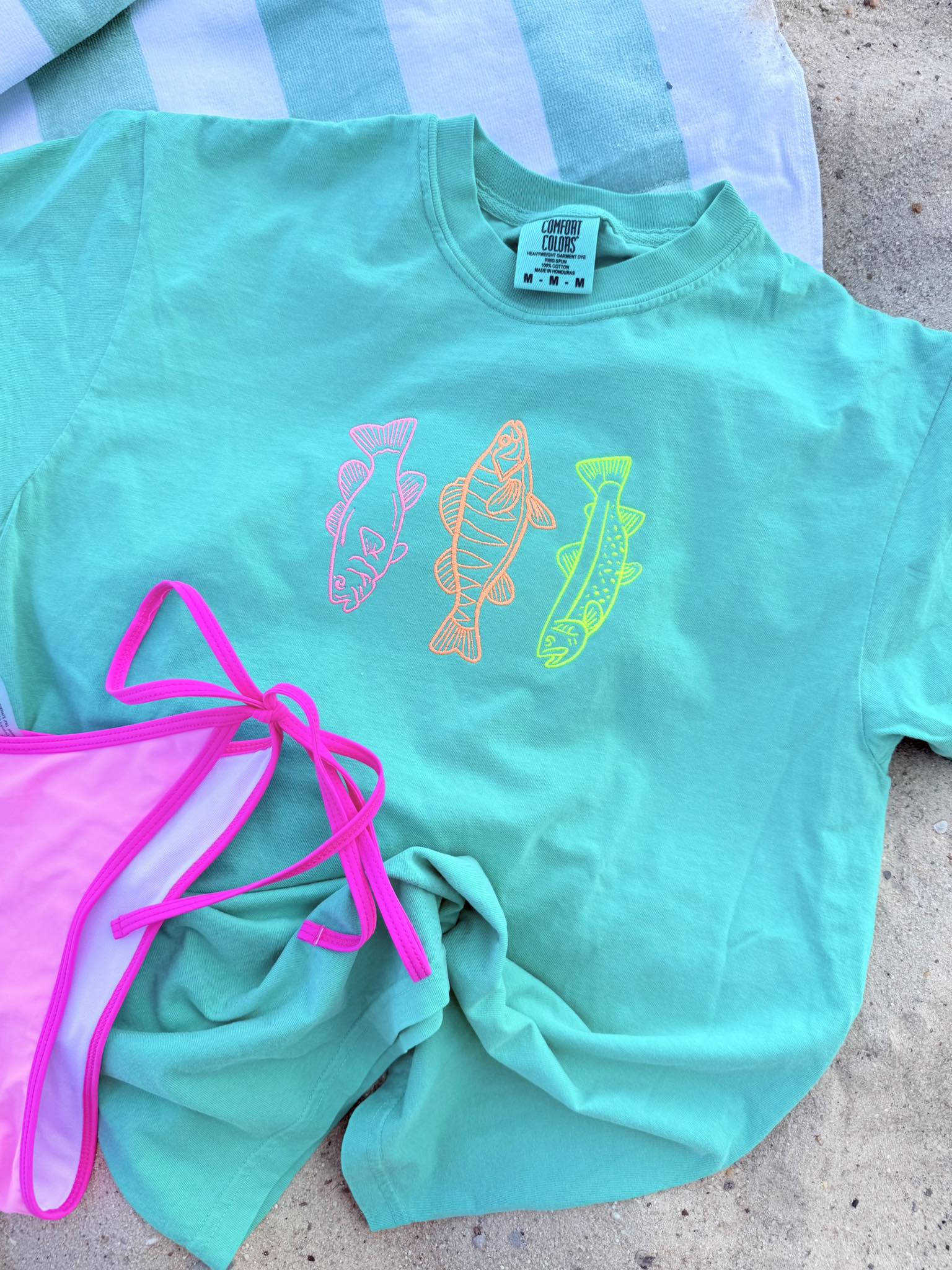 Colorful Trout Island Green Graphic Tee