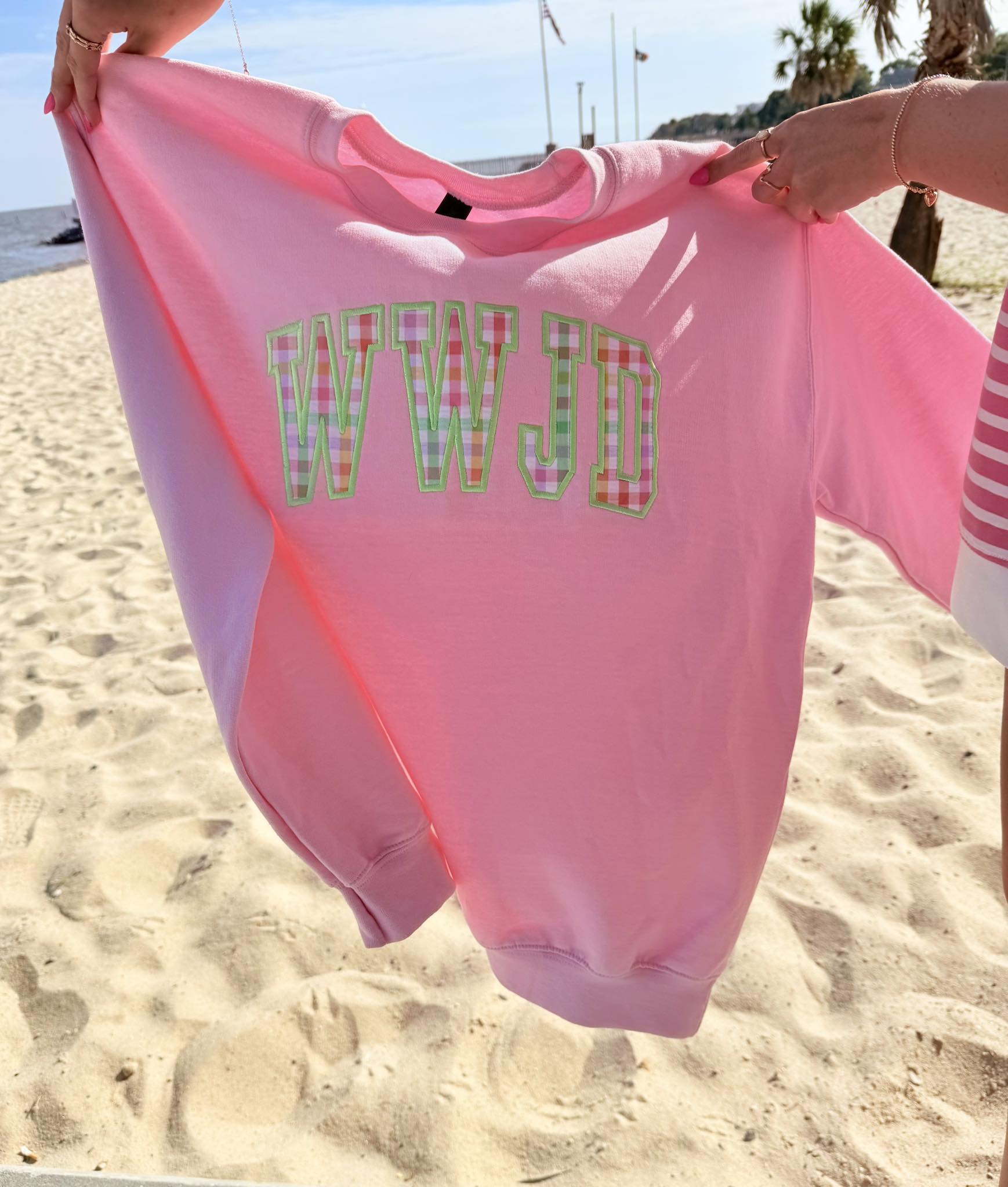 WWJD Checker Appliqué Sweatshirt