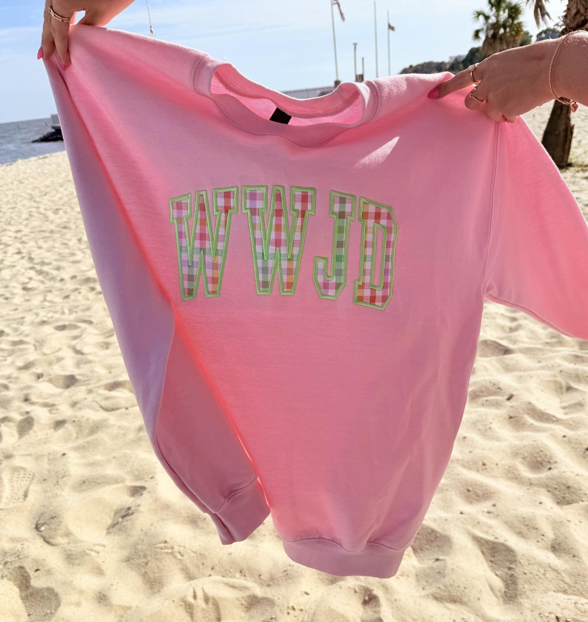 WWJD Checker Appliqué Sweatshirt