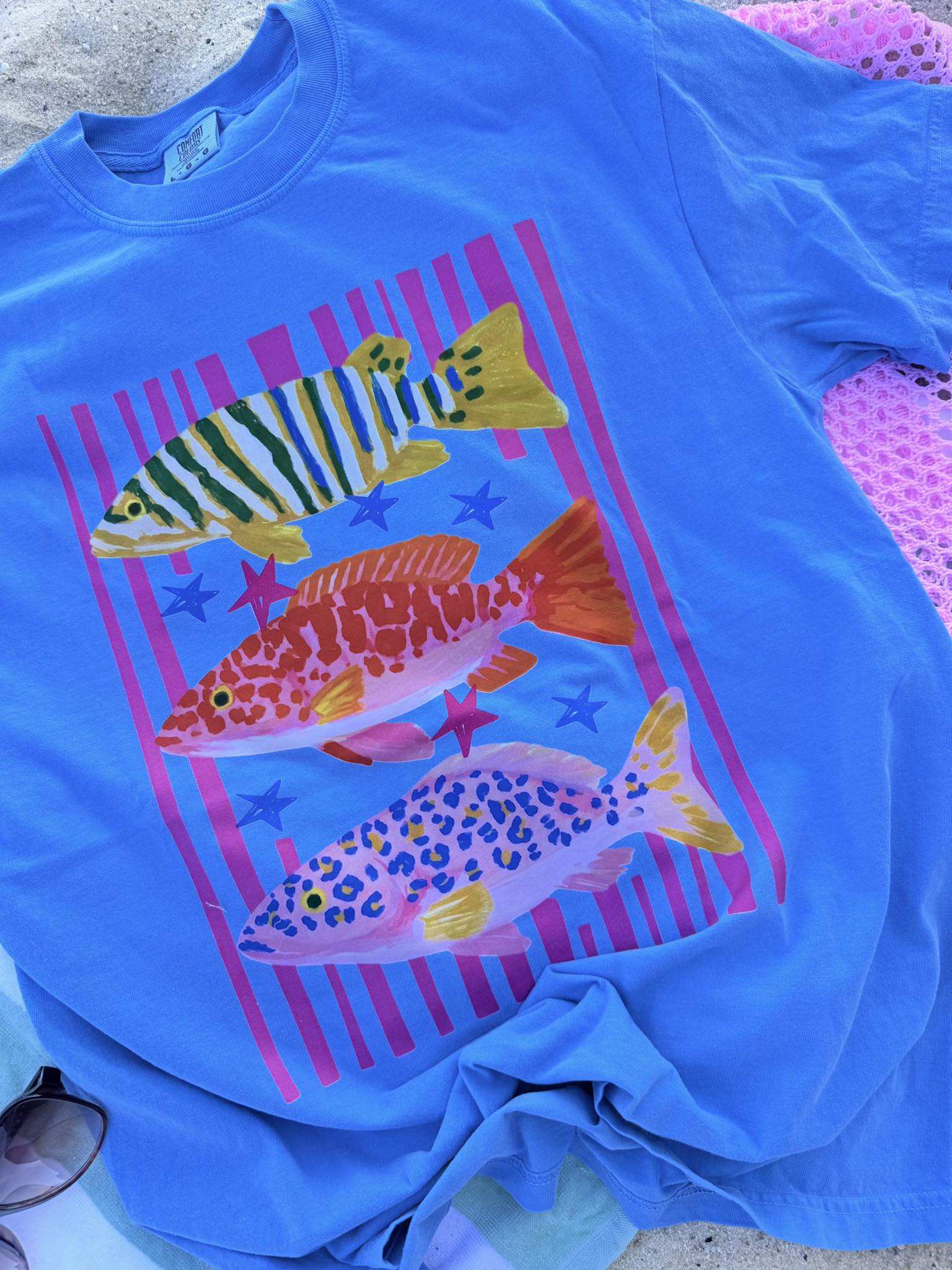 Coastal Preppy Fish Royal Carib Graphic Tee