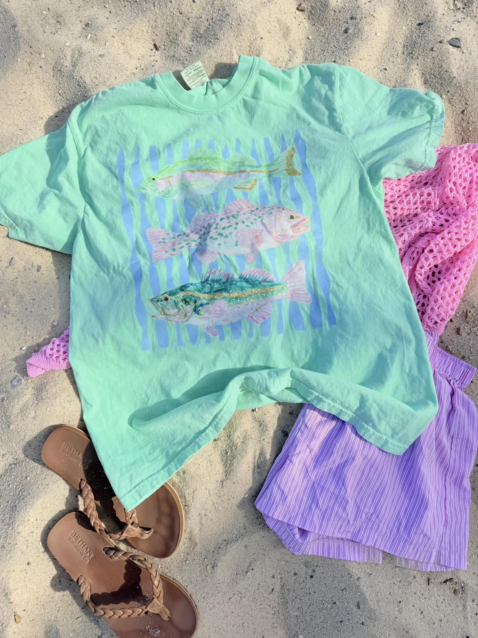 Coastal Preppy Fish Island Reef Graphic Tee