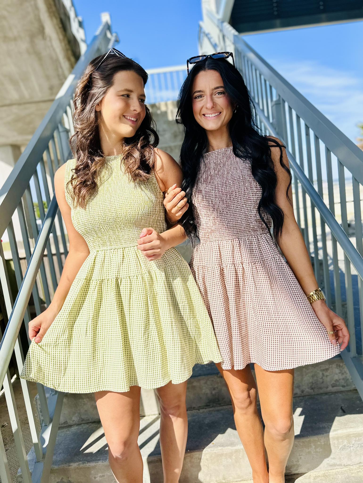 Gingham Smocked Mini Dress
