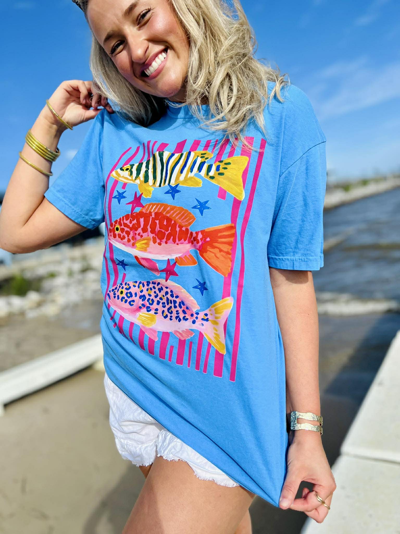Coastal Preppy Fish Royal Carib Graphic Tee