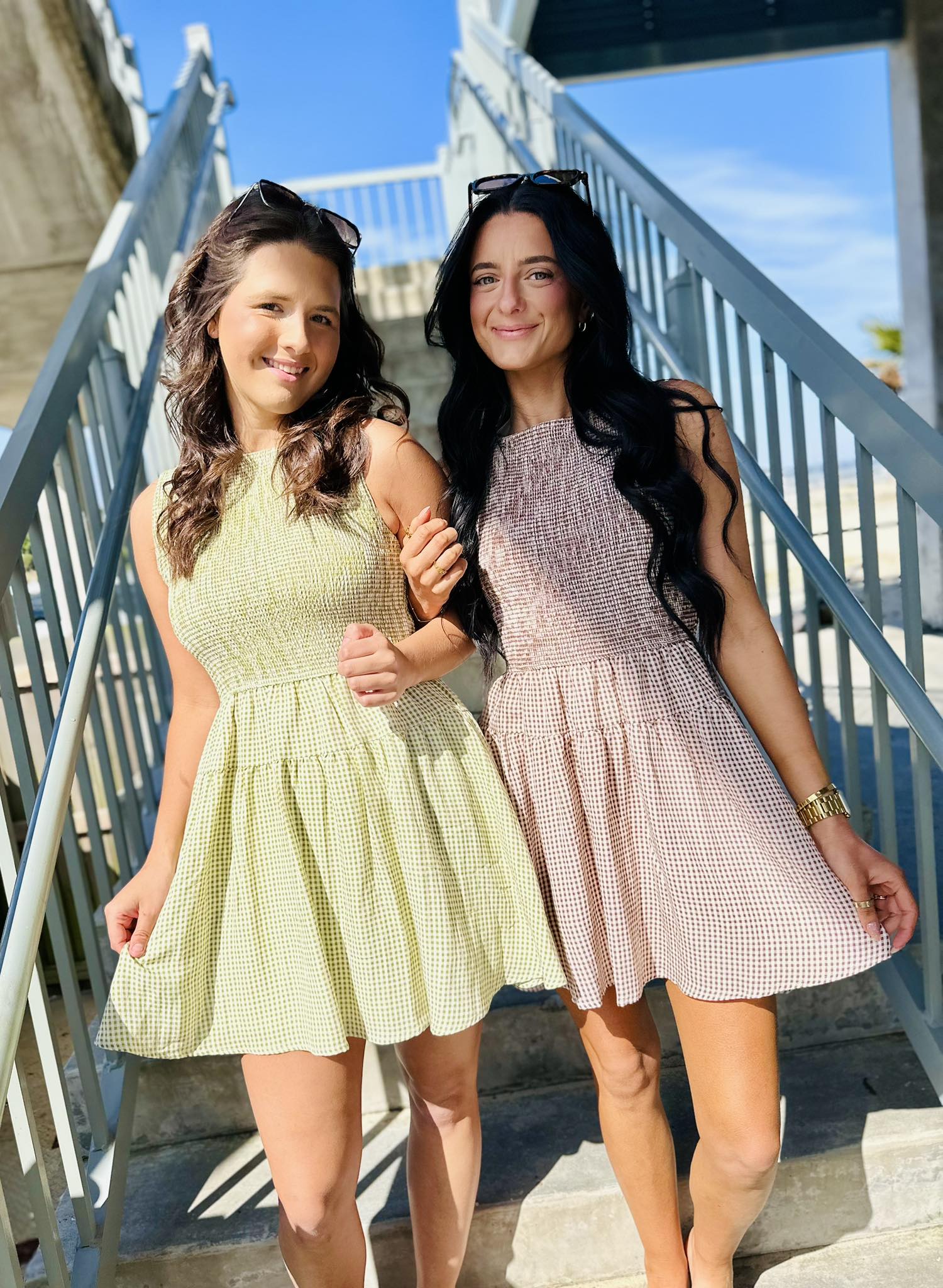 Gingham Smocked Mini Dress