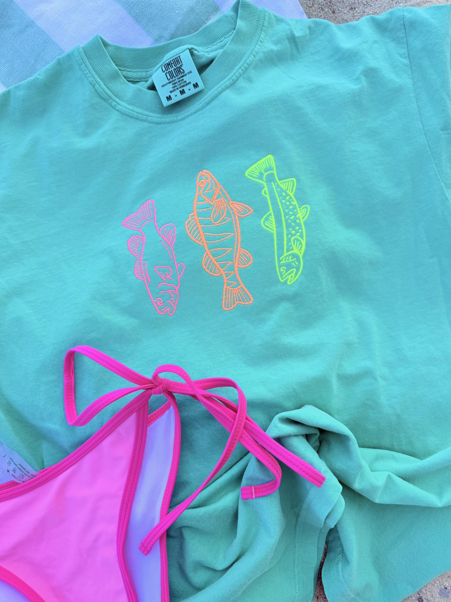 Colorful Trout Island Green Graphic Tee