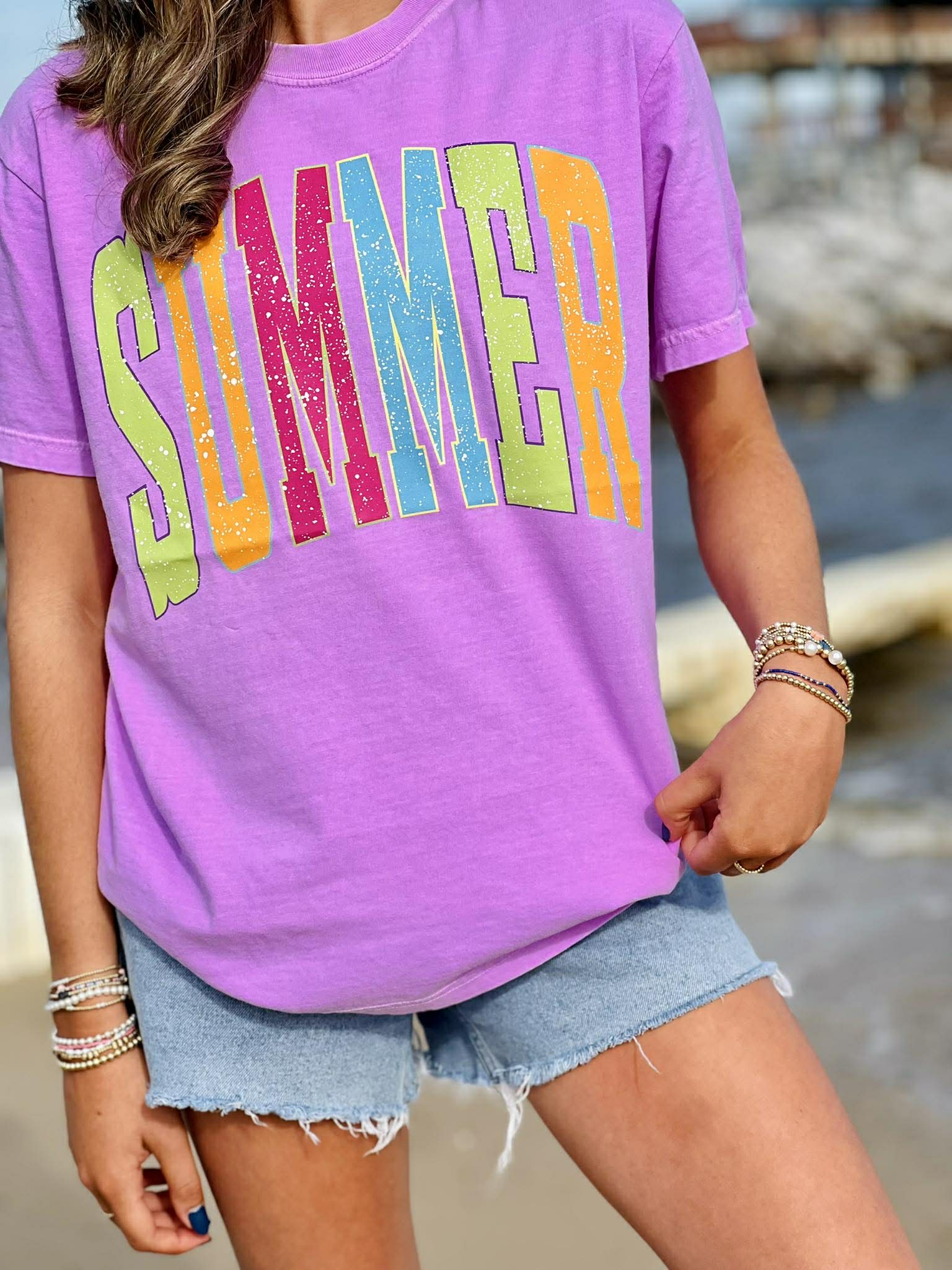 Multi Summer Neon Violet Graphic Tee