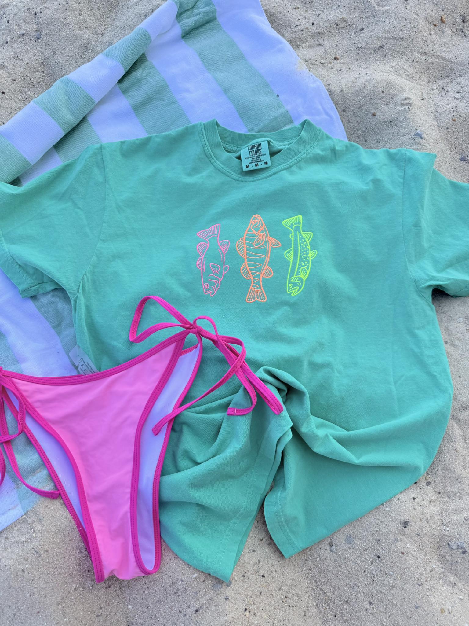 Colorful Trout Island Green Graphic Tee